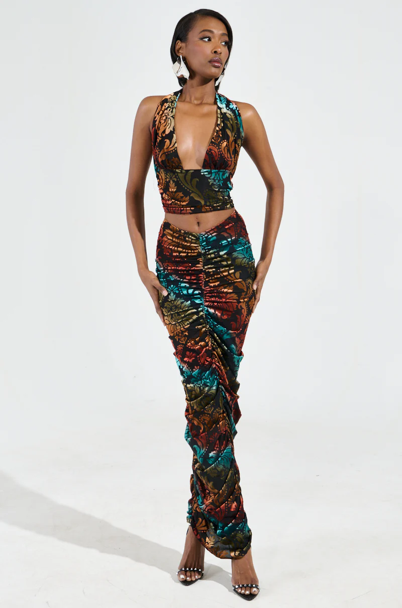 JUST FEELS RIGHT VELVET MAXI SKIRT