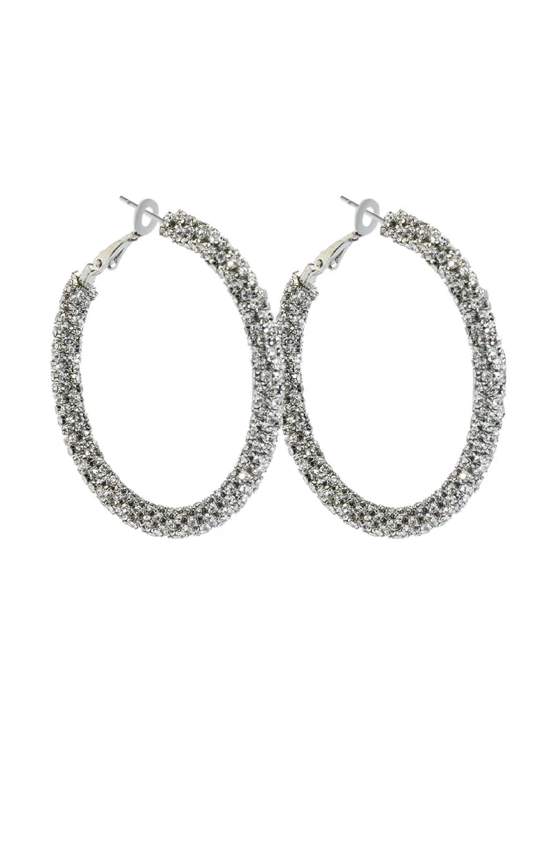 50MM BLING HOOP IN SILVER