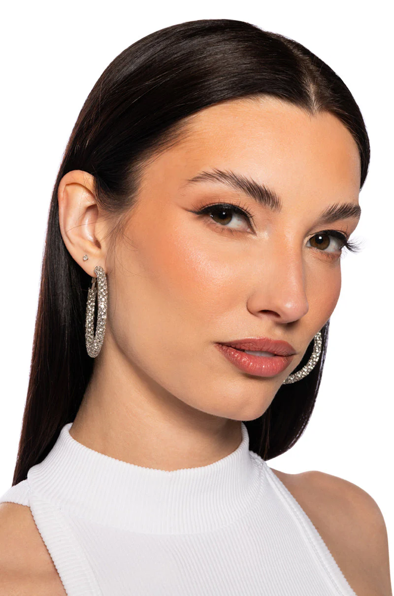 50MM BLING HOOP IN SILVER - Image 2