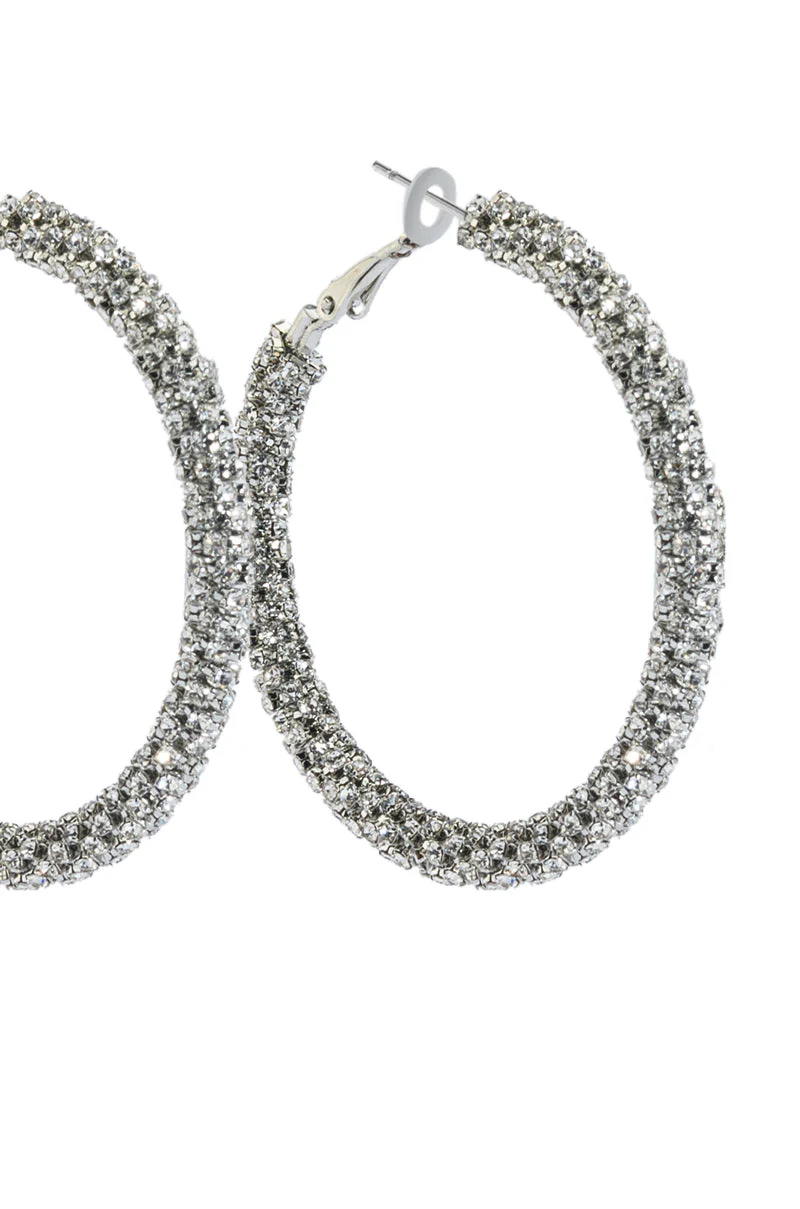 50MM BLING HOOP IN SILVER - Image 4