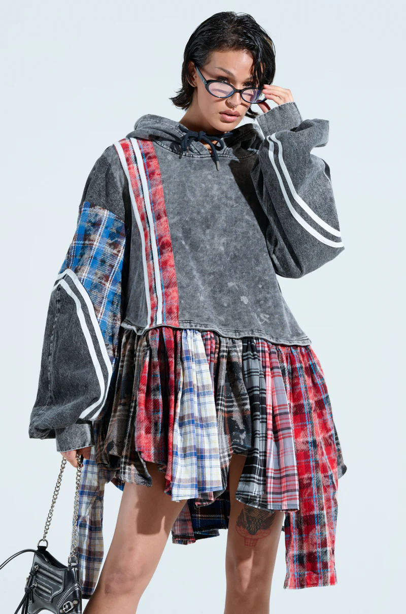 A LITTLE BIT OF EVERYTHING PLAID SWEATSHIRT DRESS - Image 2