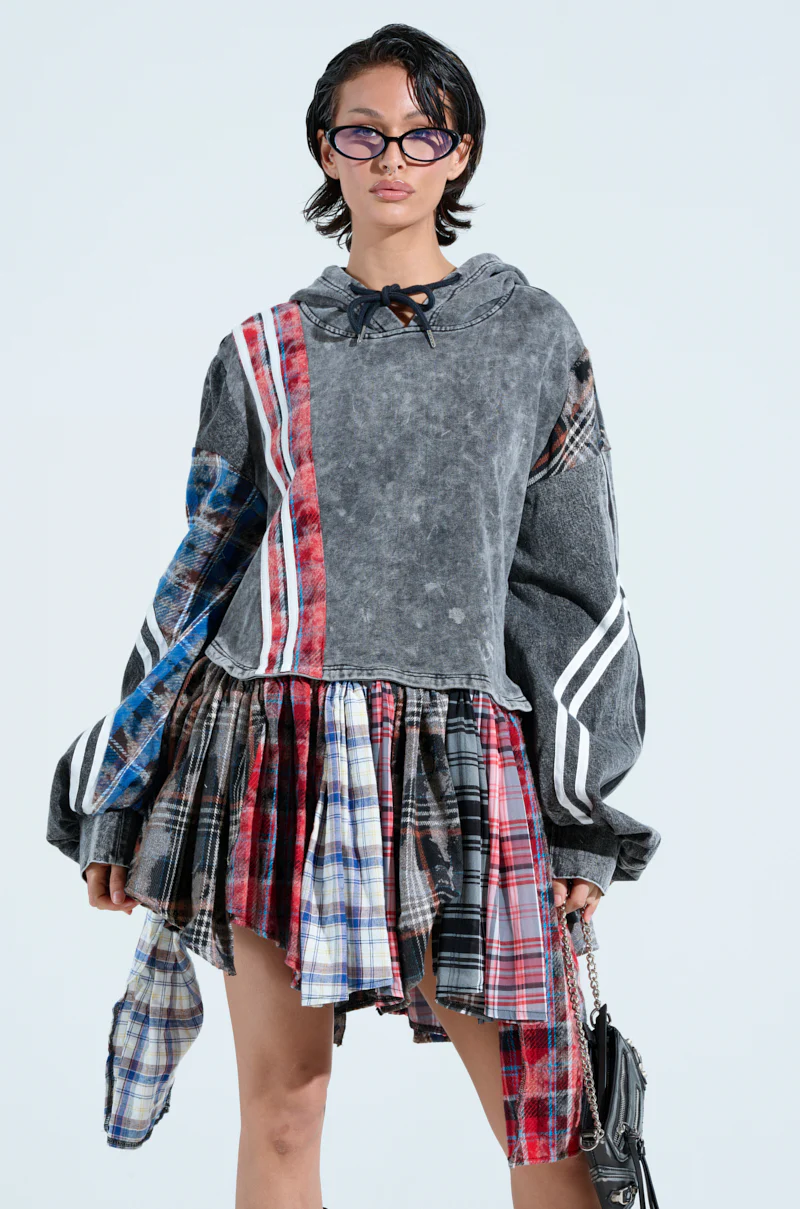 A LITTLE BIT OF EVERYTHING PLAID SWEATSHIRT DRESS - Image 3