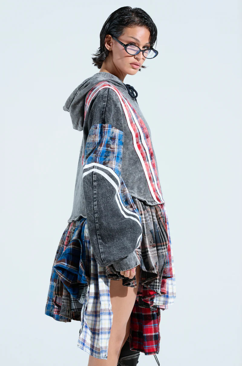 A LITTLE BIT OF EVERYTHING PLAID SWEATSHIRT DRESS - Image 4