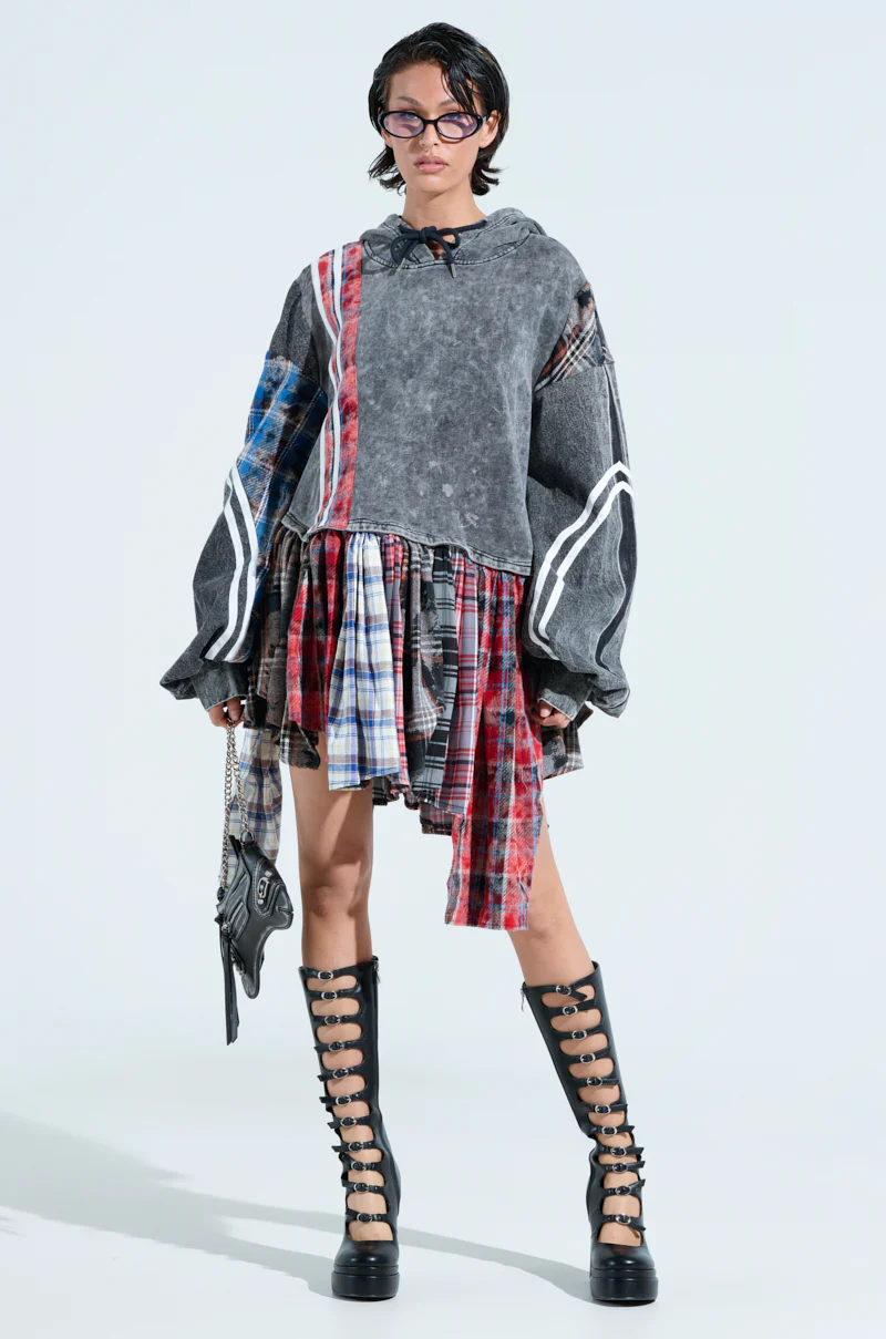A LITTLE BIT OF EVERYTHING PLAID SWEATSHIRT DRESS - Image 8