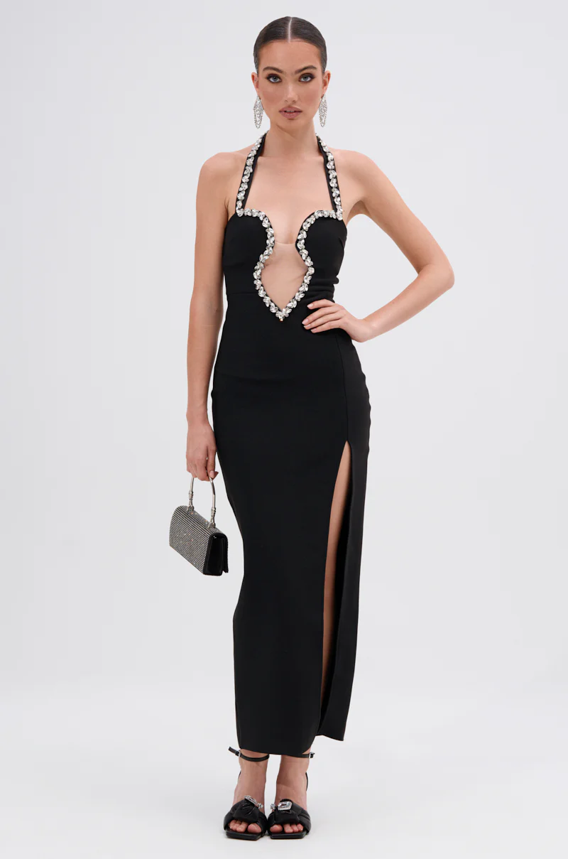 A PHONE CALL AWAY RHINESTONE BANDAGE MIDI DRESS - Image 2