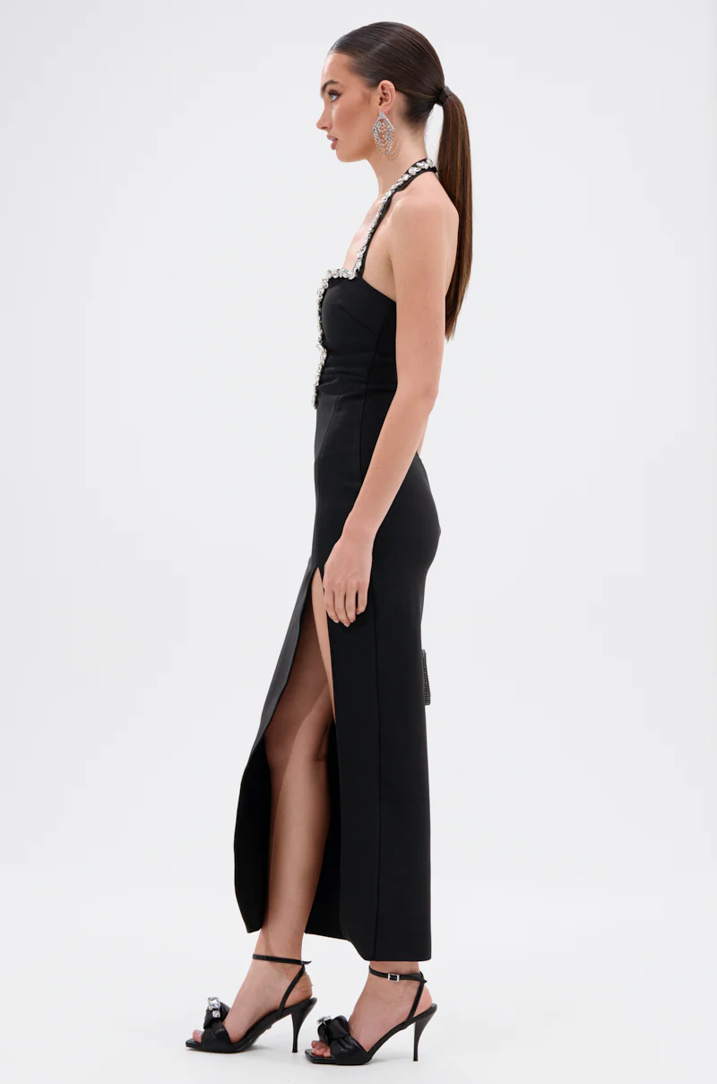 A PHONE CALL AWAY RHINESTONE BANDAGE MIDI DRESS - Image 4