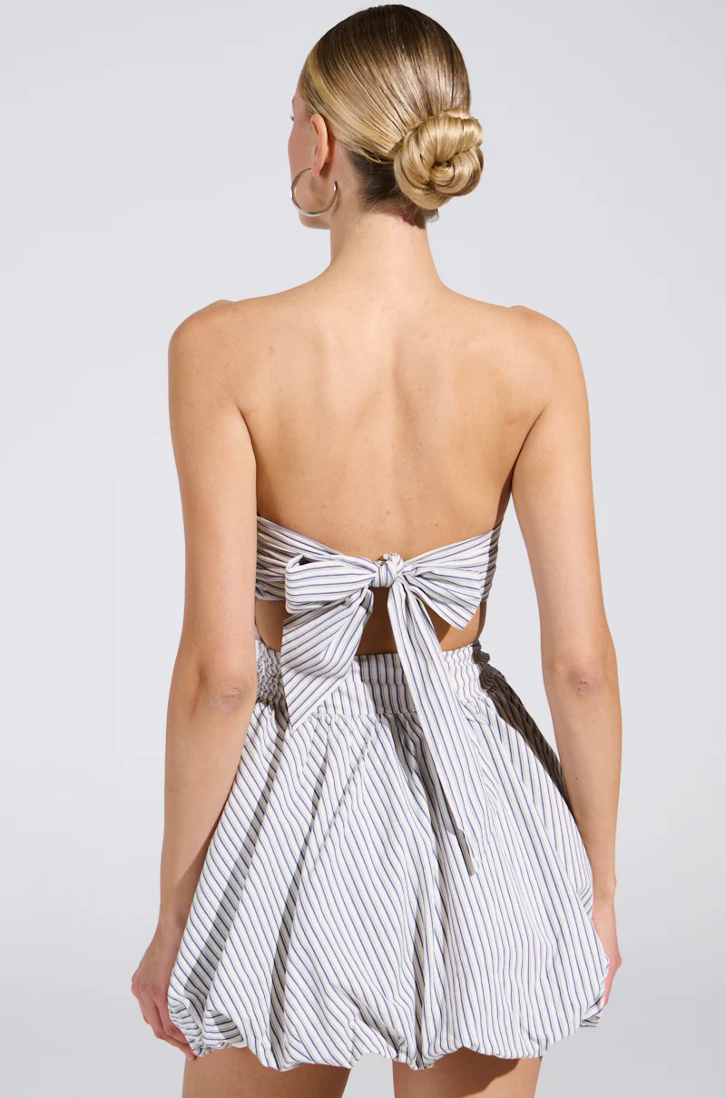 A STROLL DOWN SOHO PINSTRIPED MINI DRESS - Image 5