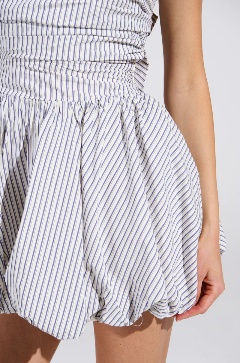 A STROLL DOWN SOHO PINSTRIPED MINI DRESS - Image 9