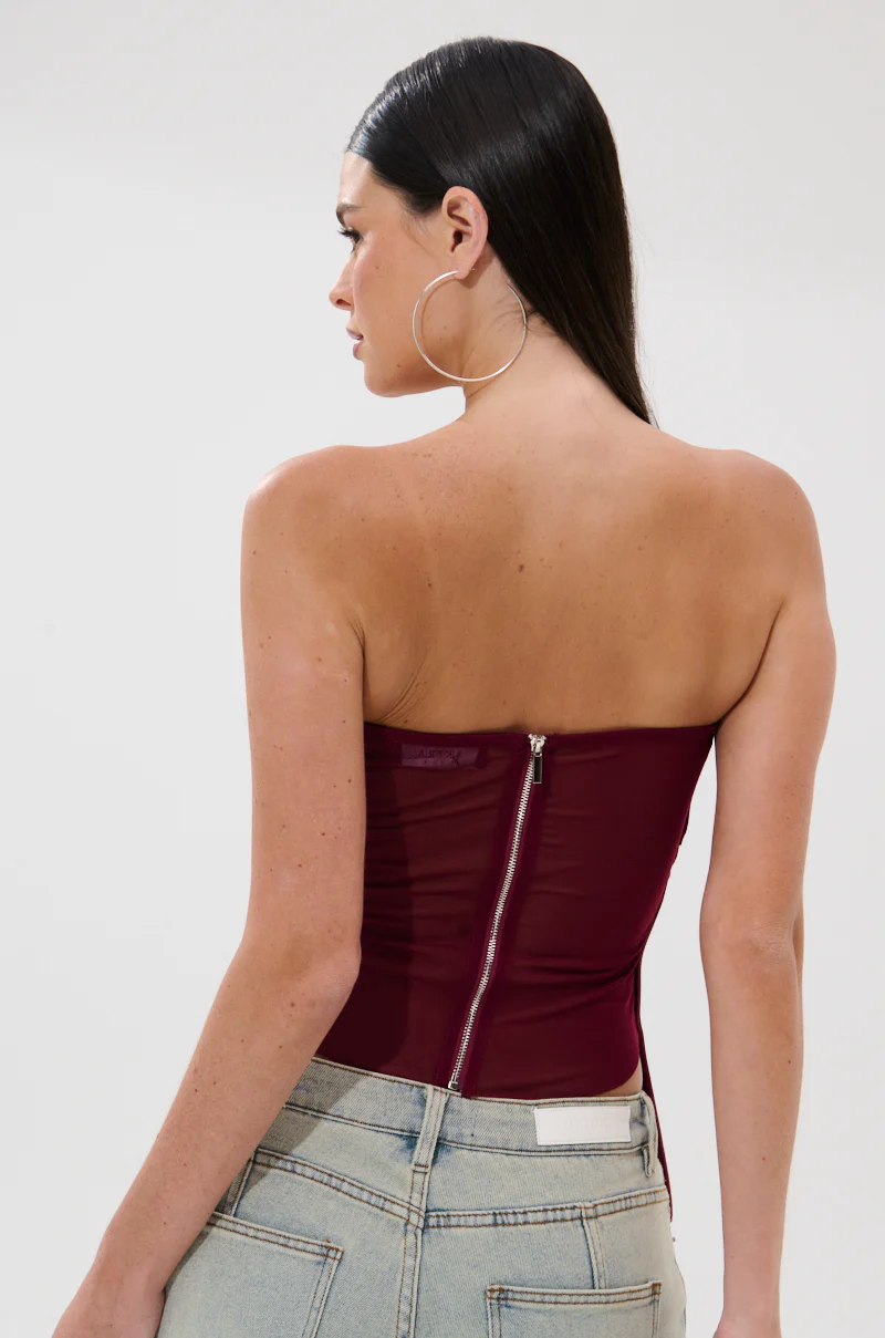 ACCORDION CORSET TOP IN BURGUNDY - Image 4
