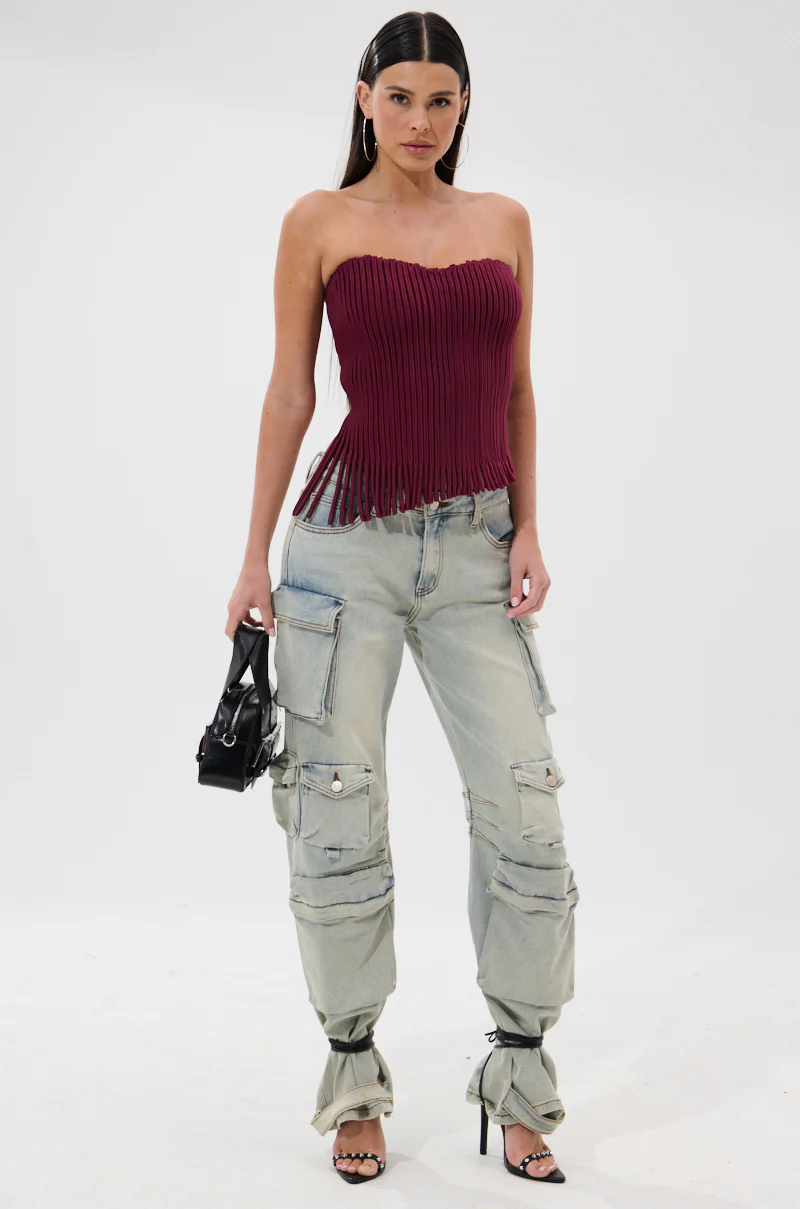 ACCORDION CORSET TOP IN BURGUNDY - Image 5