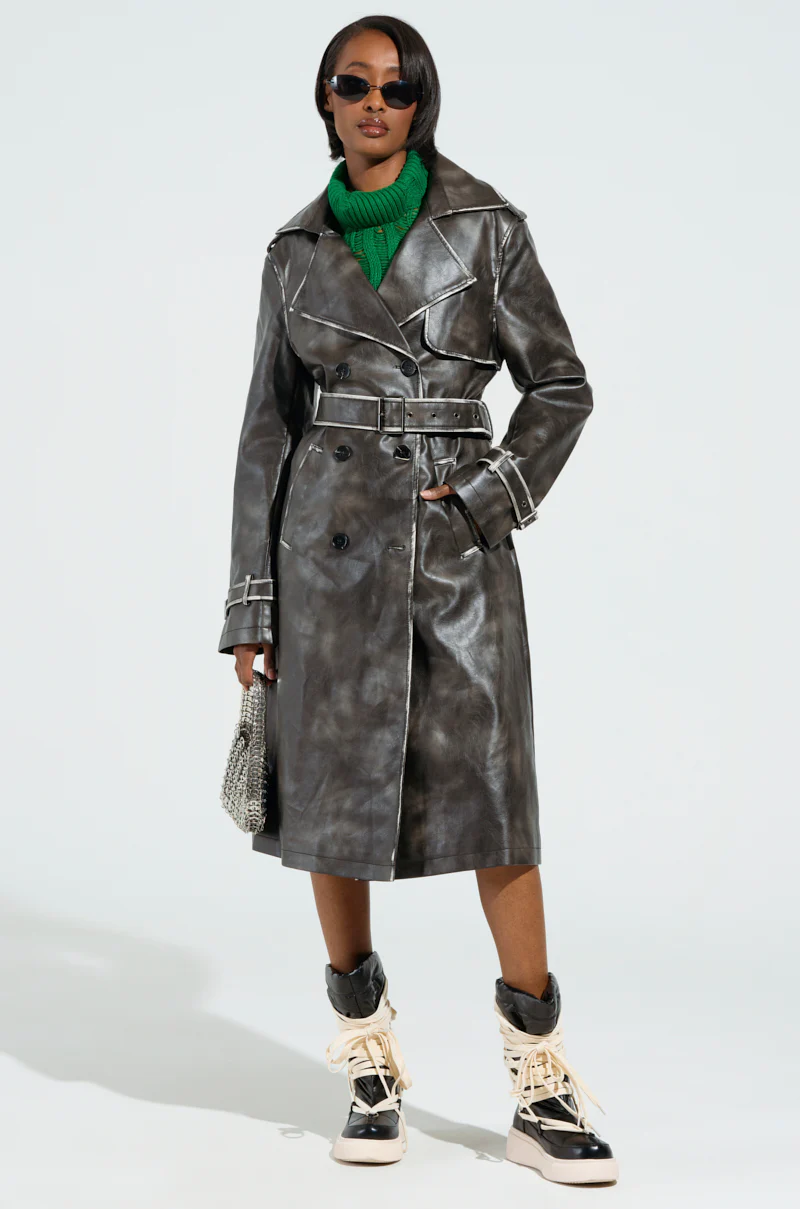 ACID RAP FAUX LEATHER TRENCH - Image 2