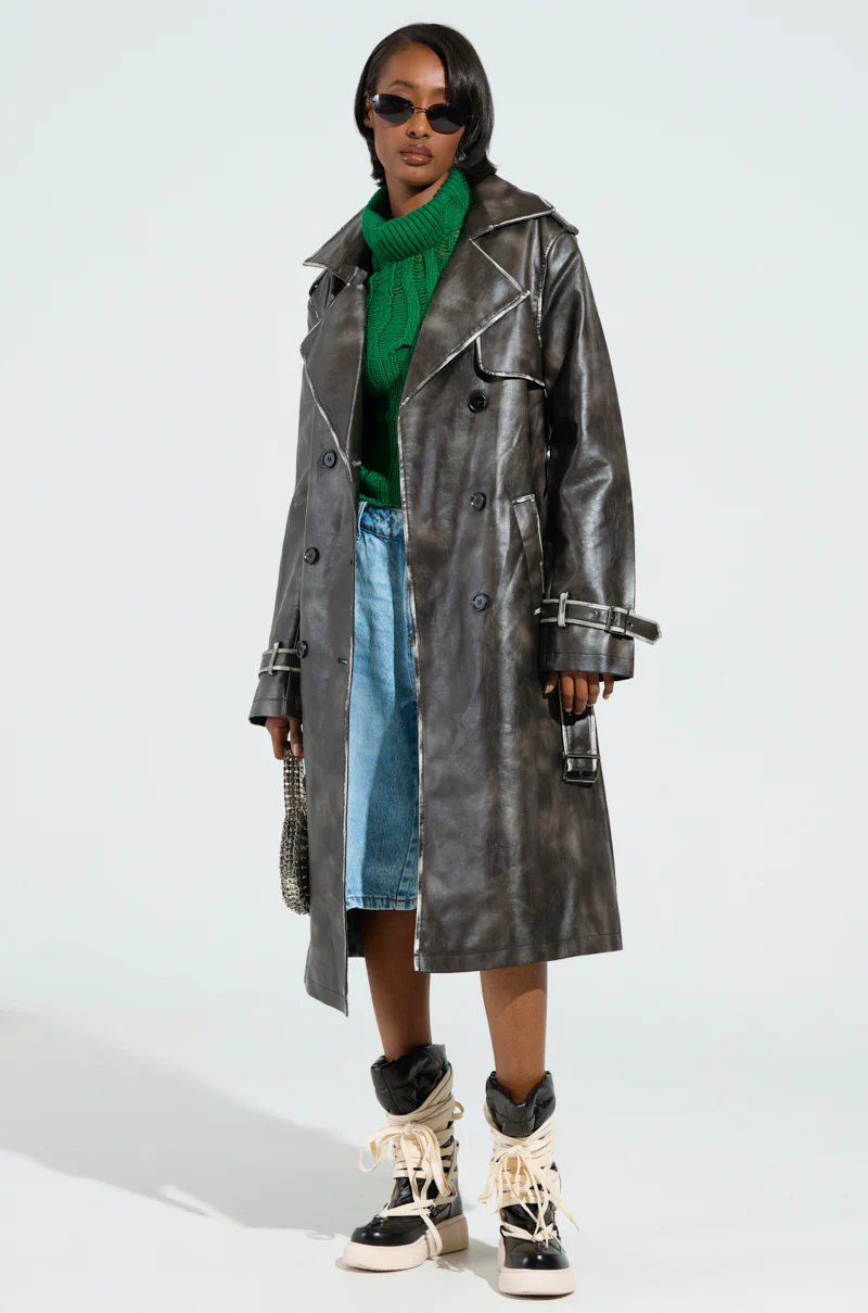 ACID RAP FAUX LEATHER TRENCH - Image 3
