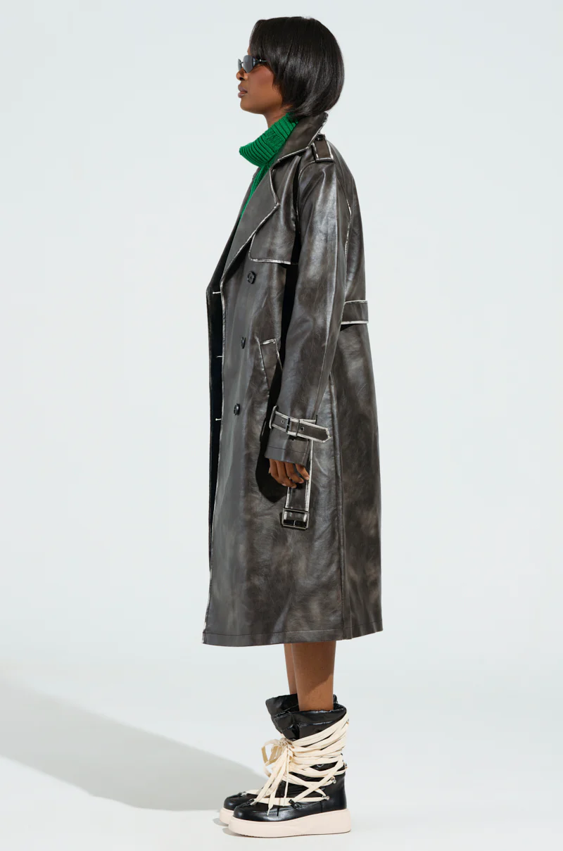 ACID RAP FAUX LEATHER TRENCH - Image 4