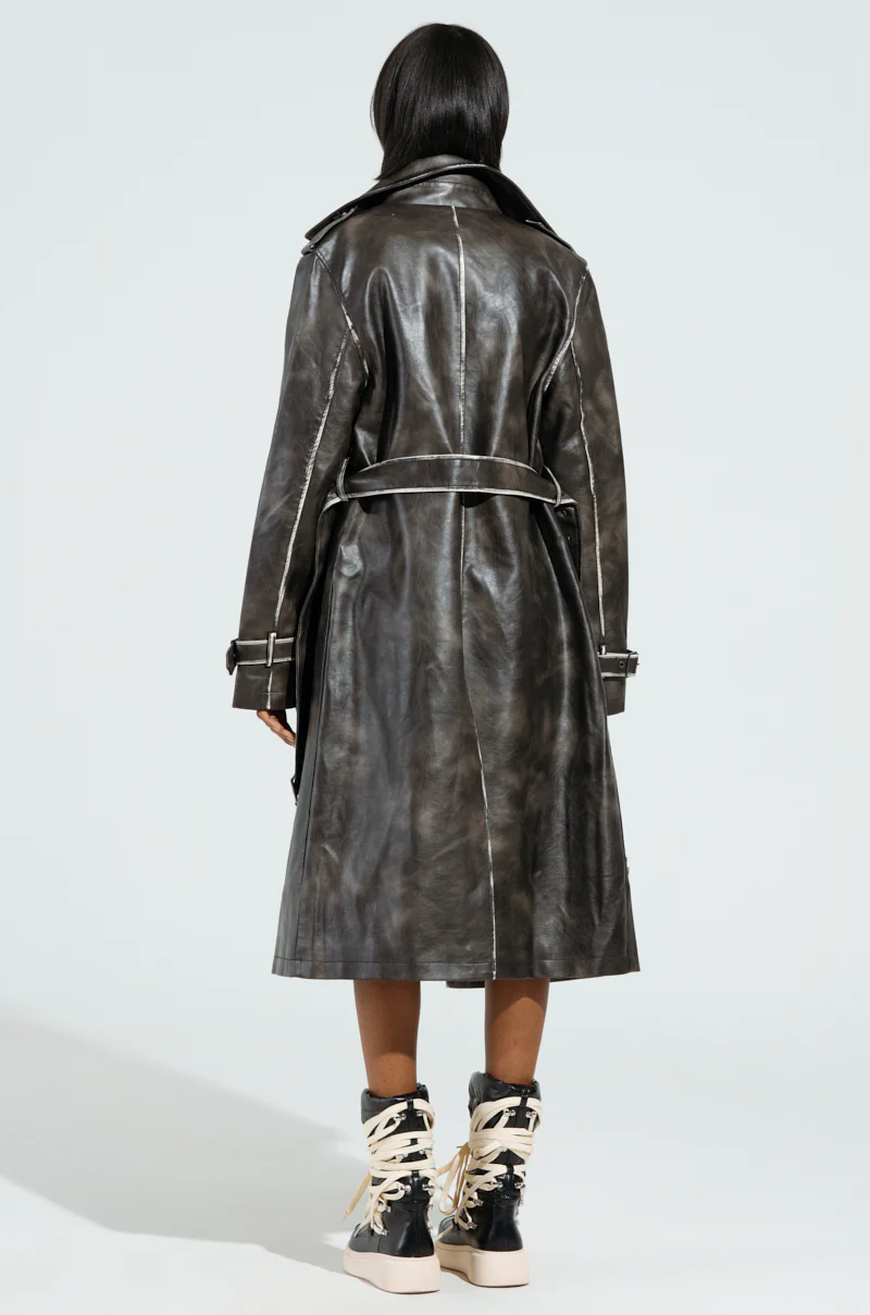 ACID RAP FAUX LEATHER TRENCH - Image 5