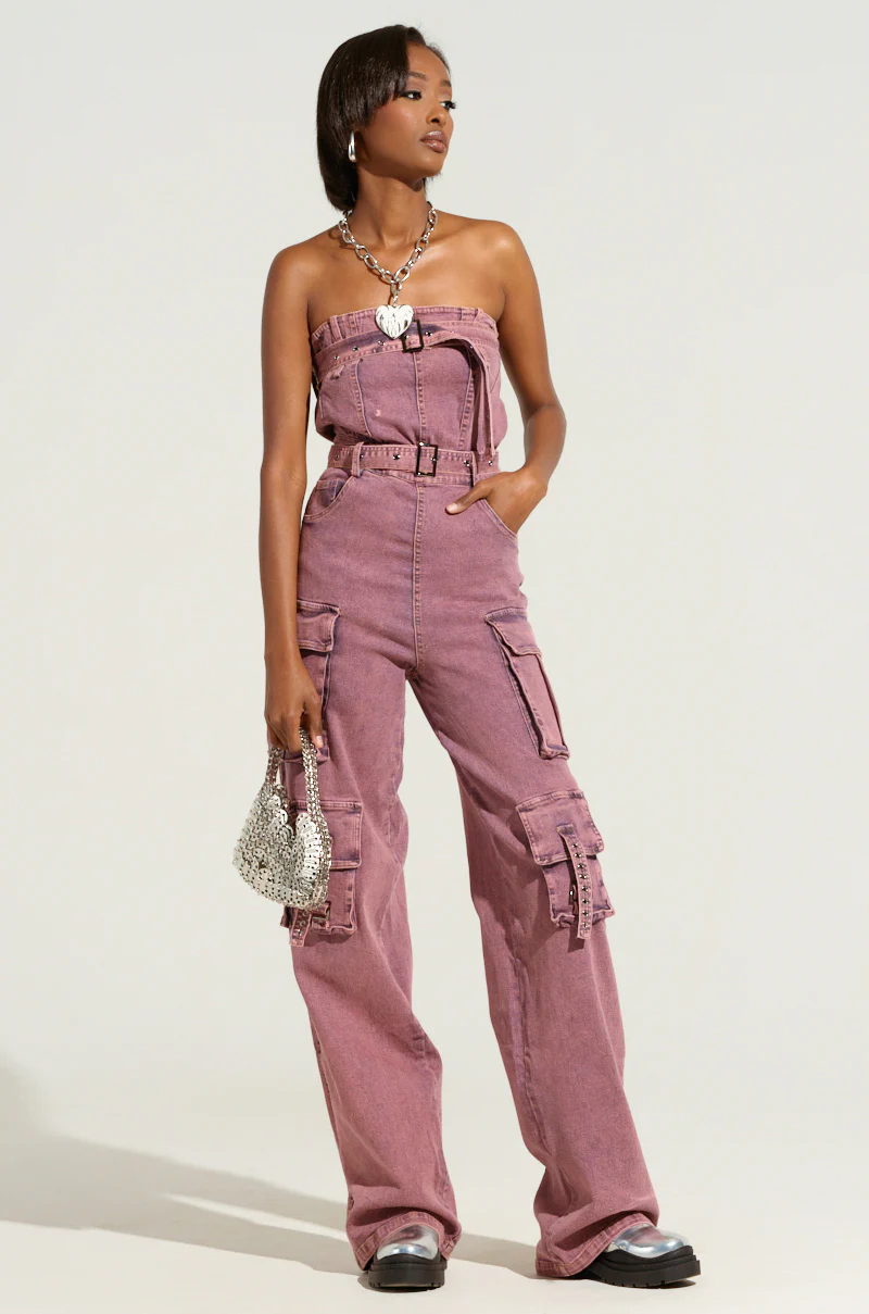 ACID WASHED DENIM JUMPSUIT - Image 2