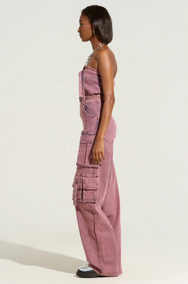 ACID WASHED DENIM JUMPSUIT - Image 3