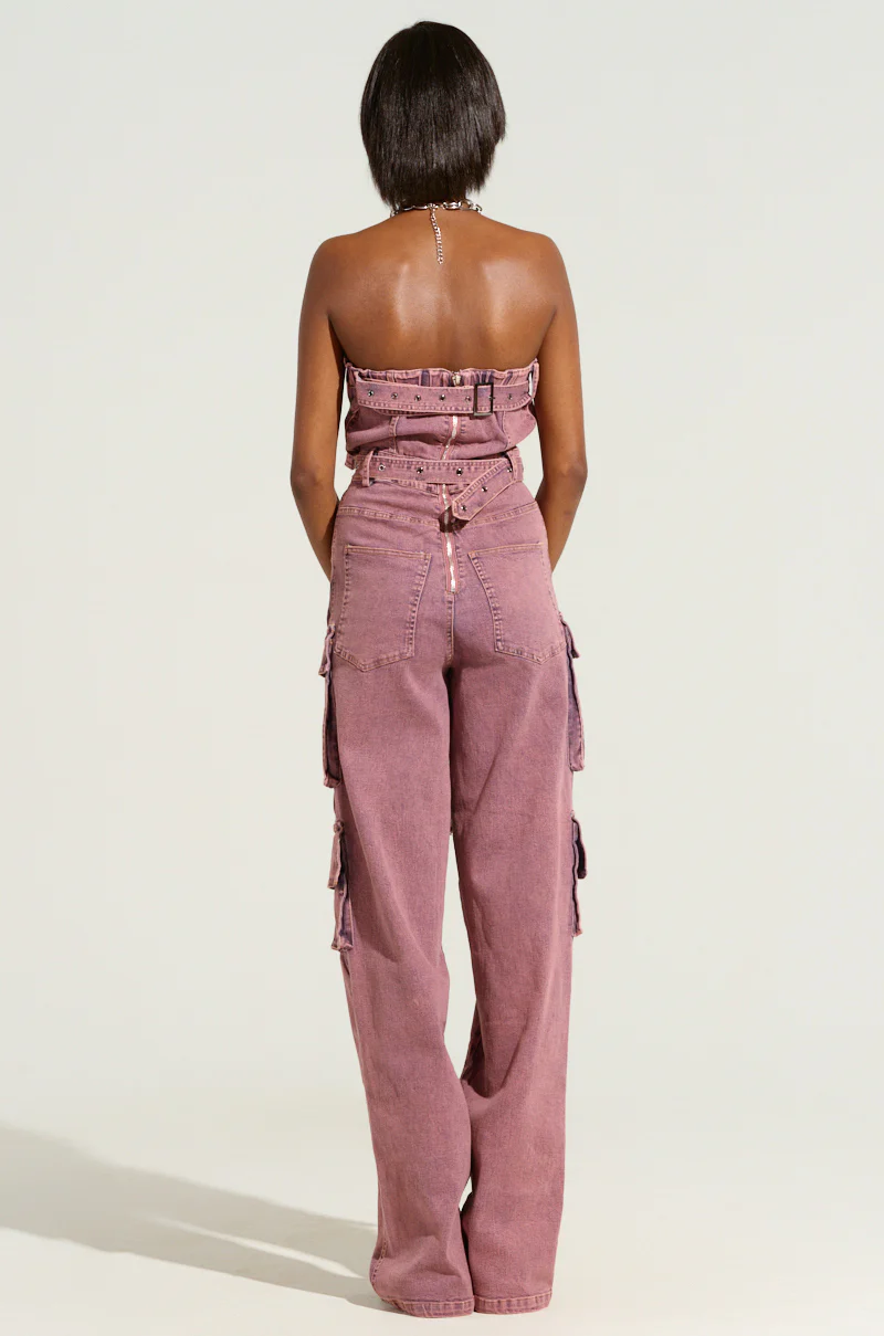 ACID WASHED DENIM JUMPSUIT - Image 4