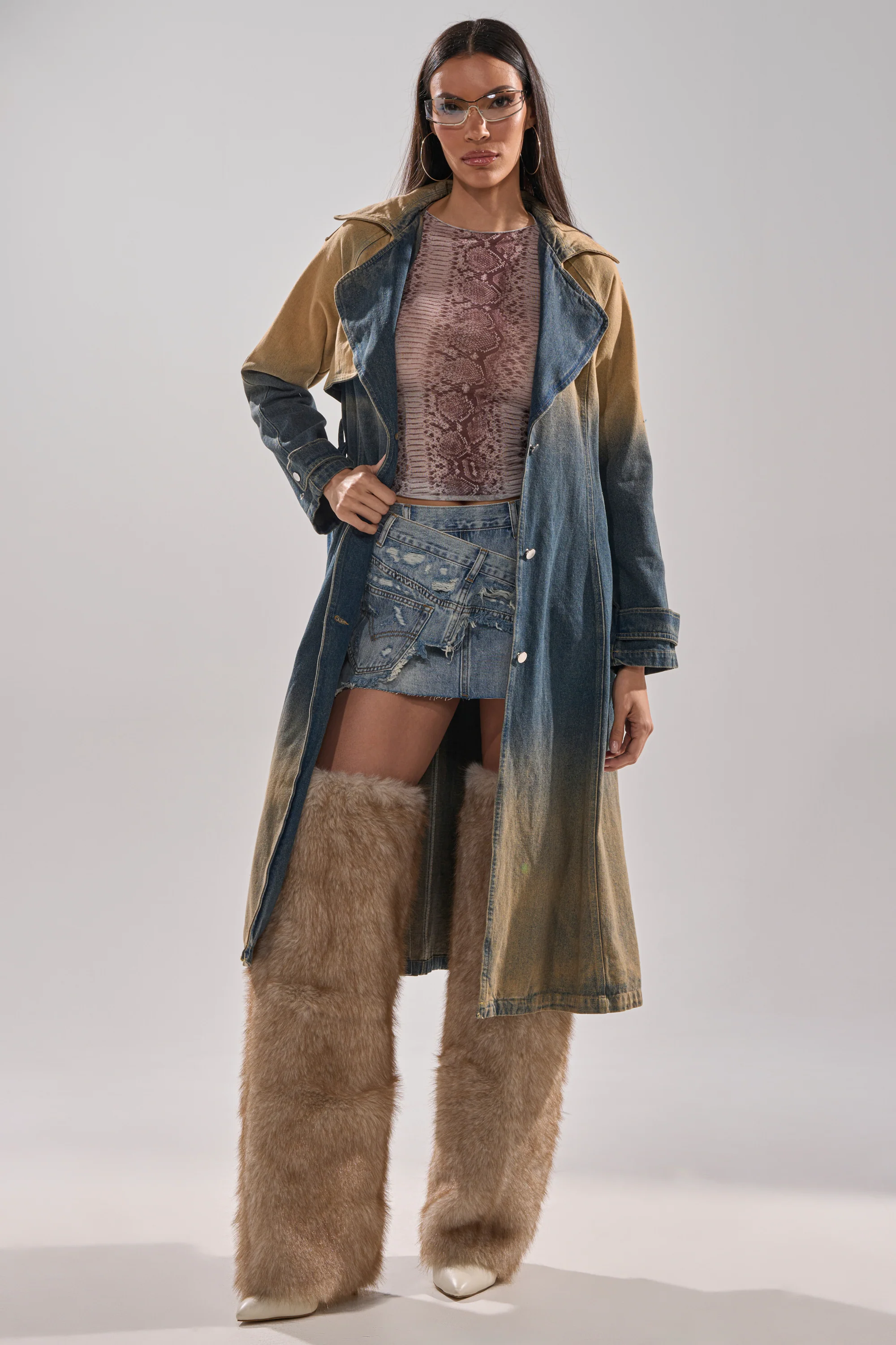 ACID WASHED DENIM TRENCH - Image 12