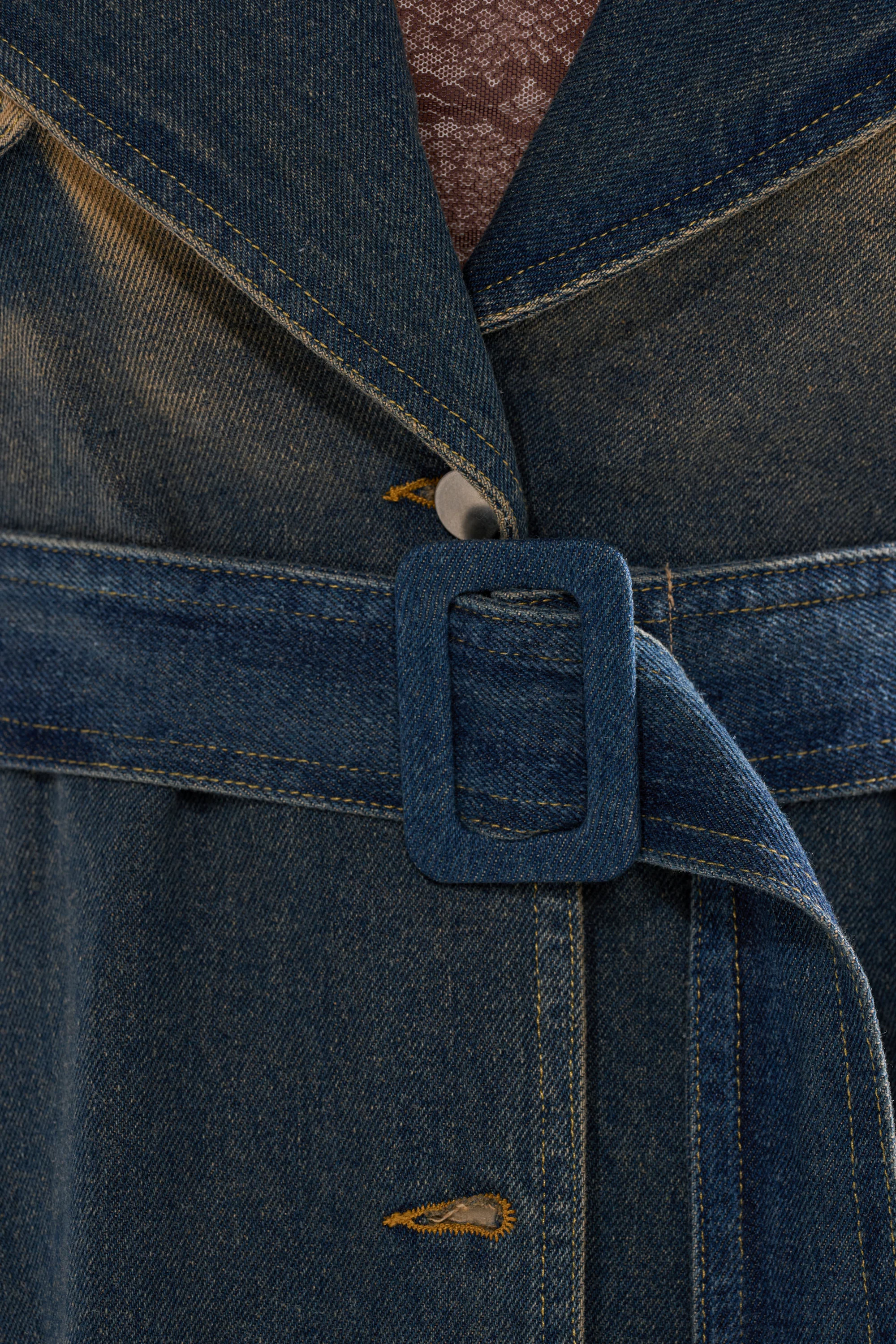 ACID WASHED DENIM TRENCH - Image 13