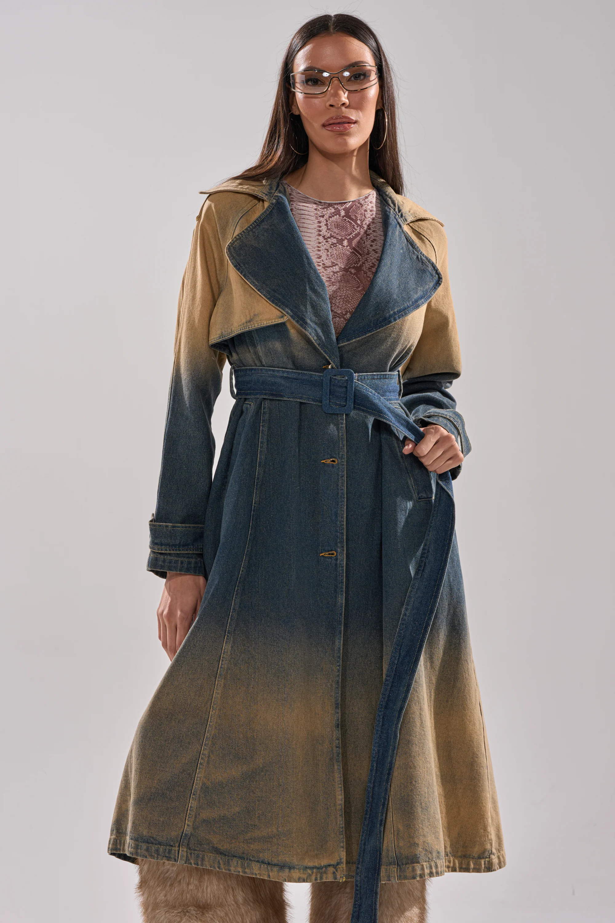 ACID WASHED DENIM TRENCH - Image 3