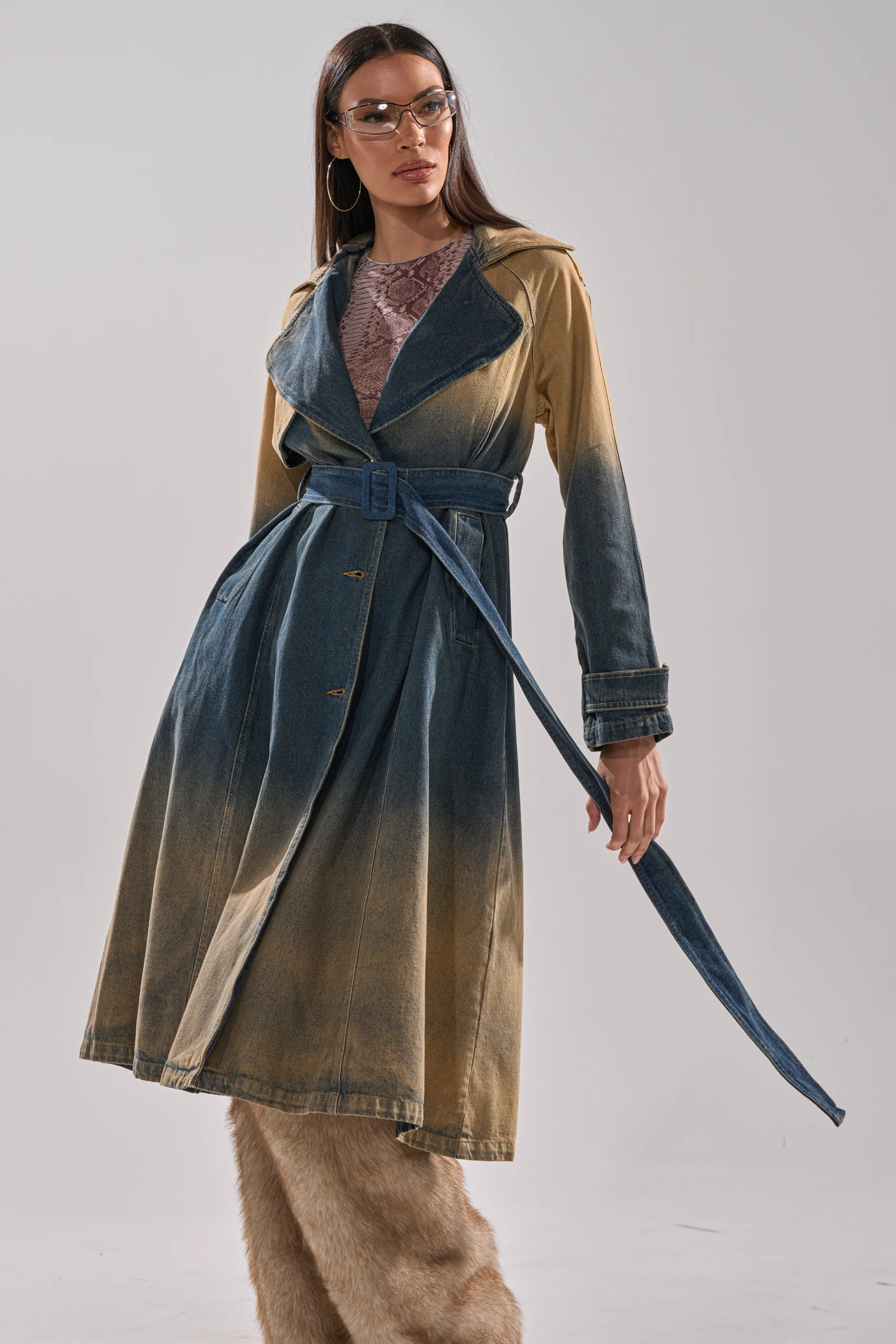 ACID WASHED DENIM TRENCH - Image 4