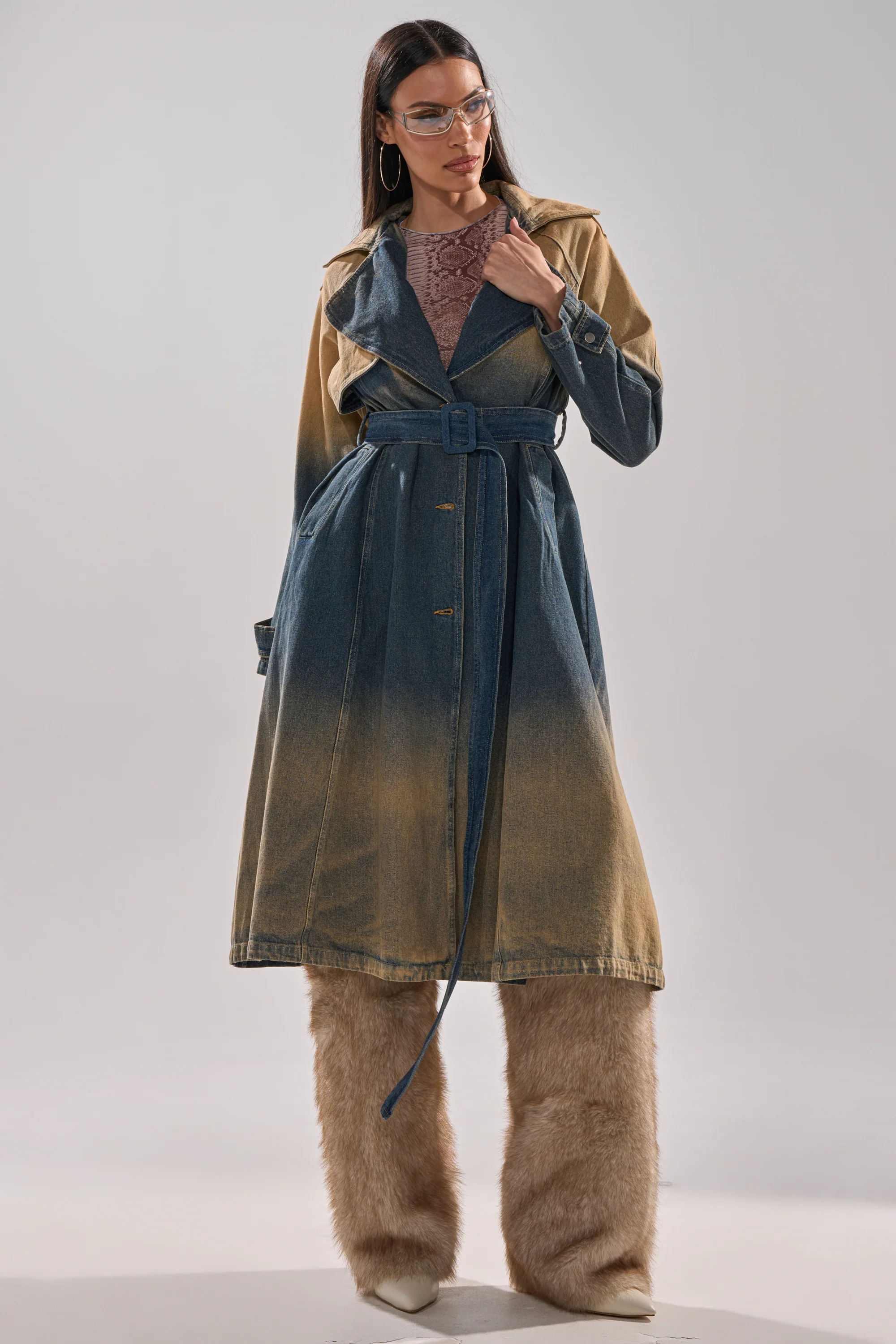 ACID WASHED DENIM TRENCH - Image 7