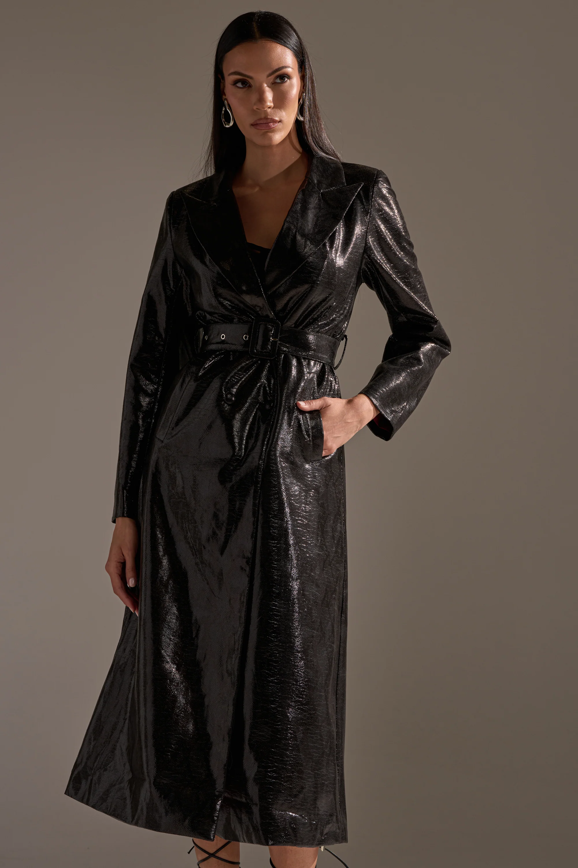 ACQUIRED TASTE FAUX LEATHER TRENCH - Image 5
