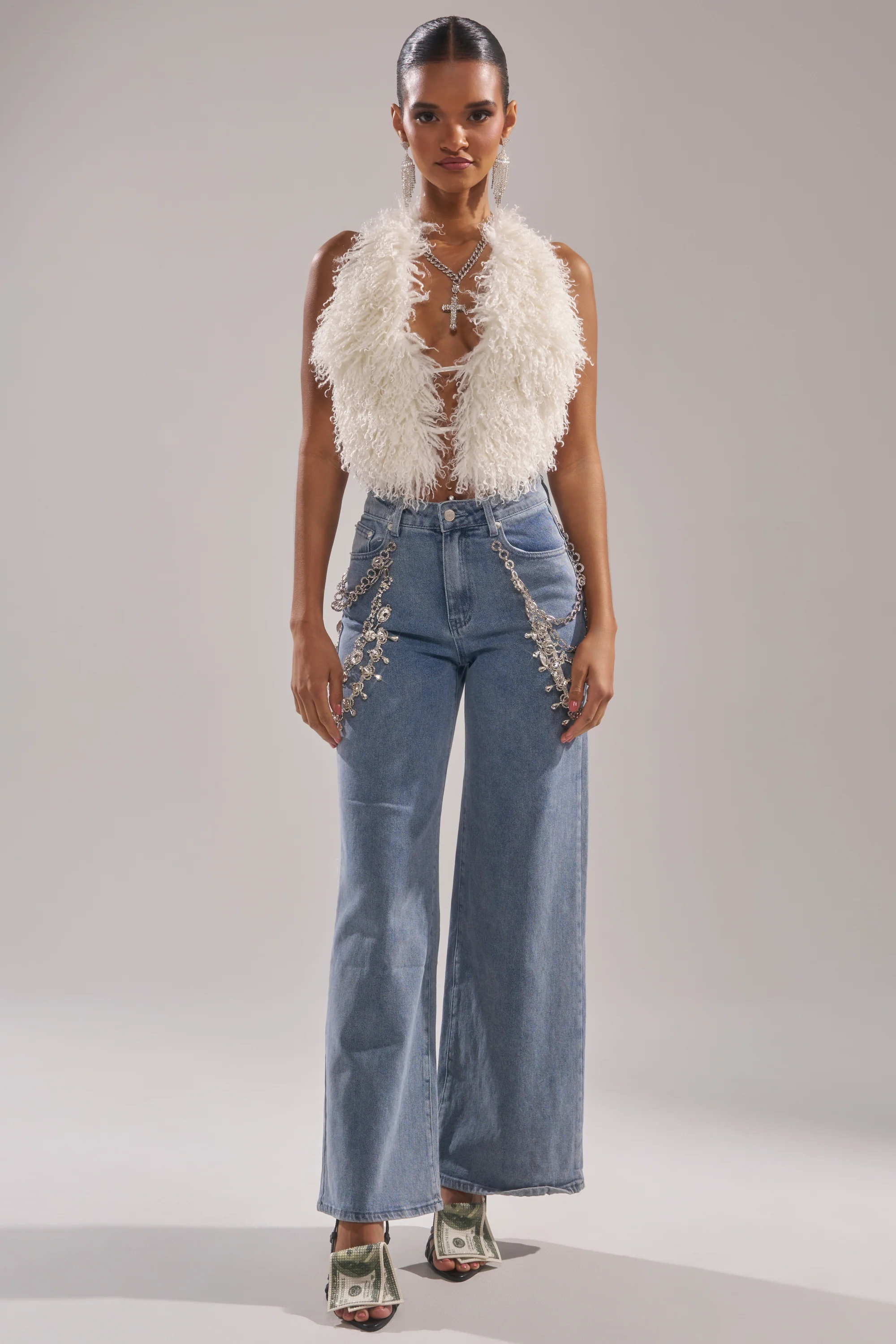 ACT UP FUR BLOUSE IN WHITE - Image 7