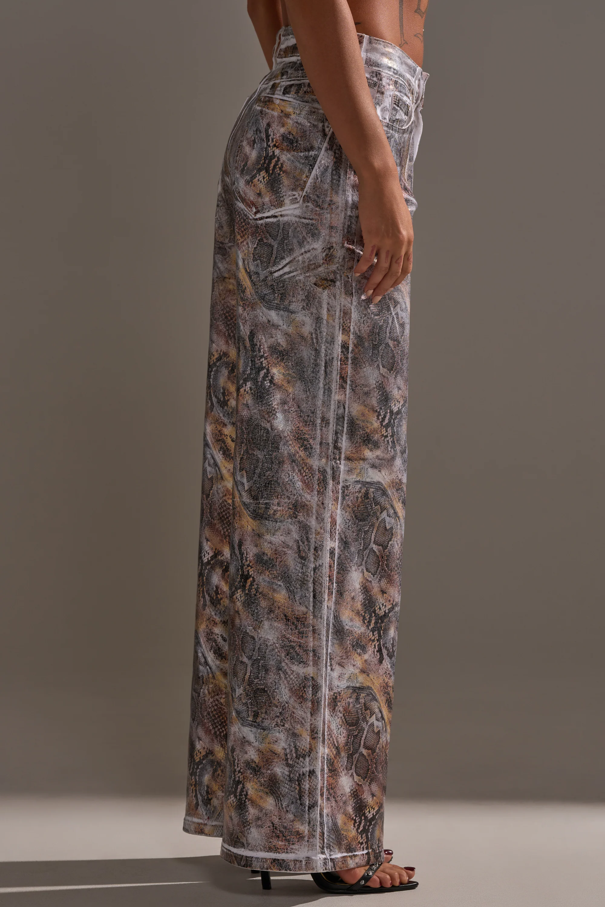 ADDICTED TO YOU METALLIC SNAKE WIDE LEG DENIM - Image 3