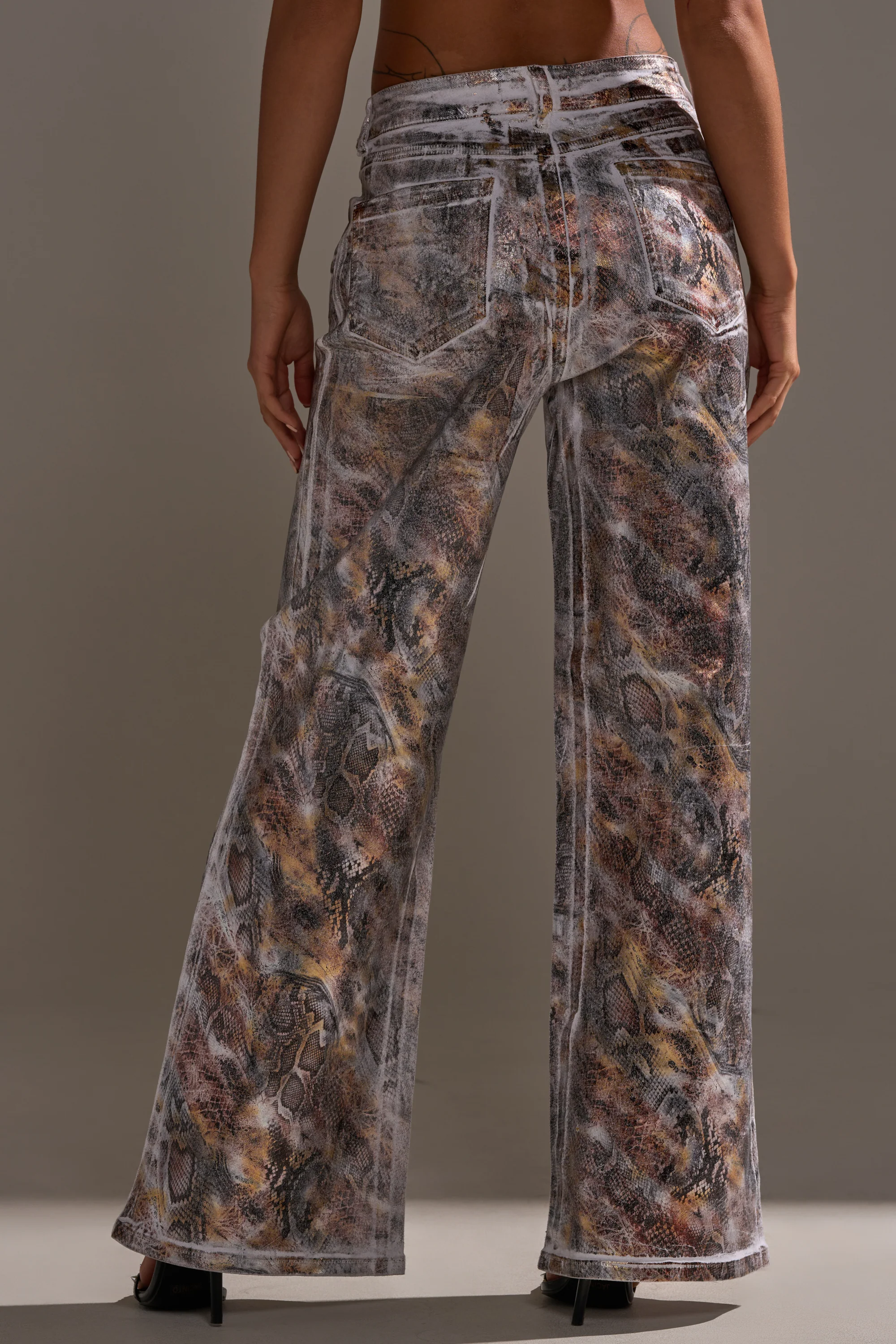 ADDICTED TO YOU METALLIC SNAKE WIDE LEG DENIM - Image 4