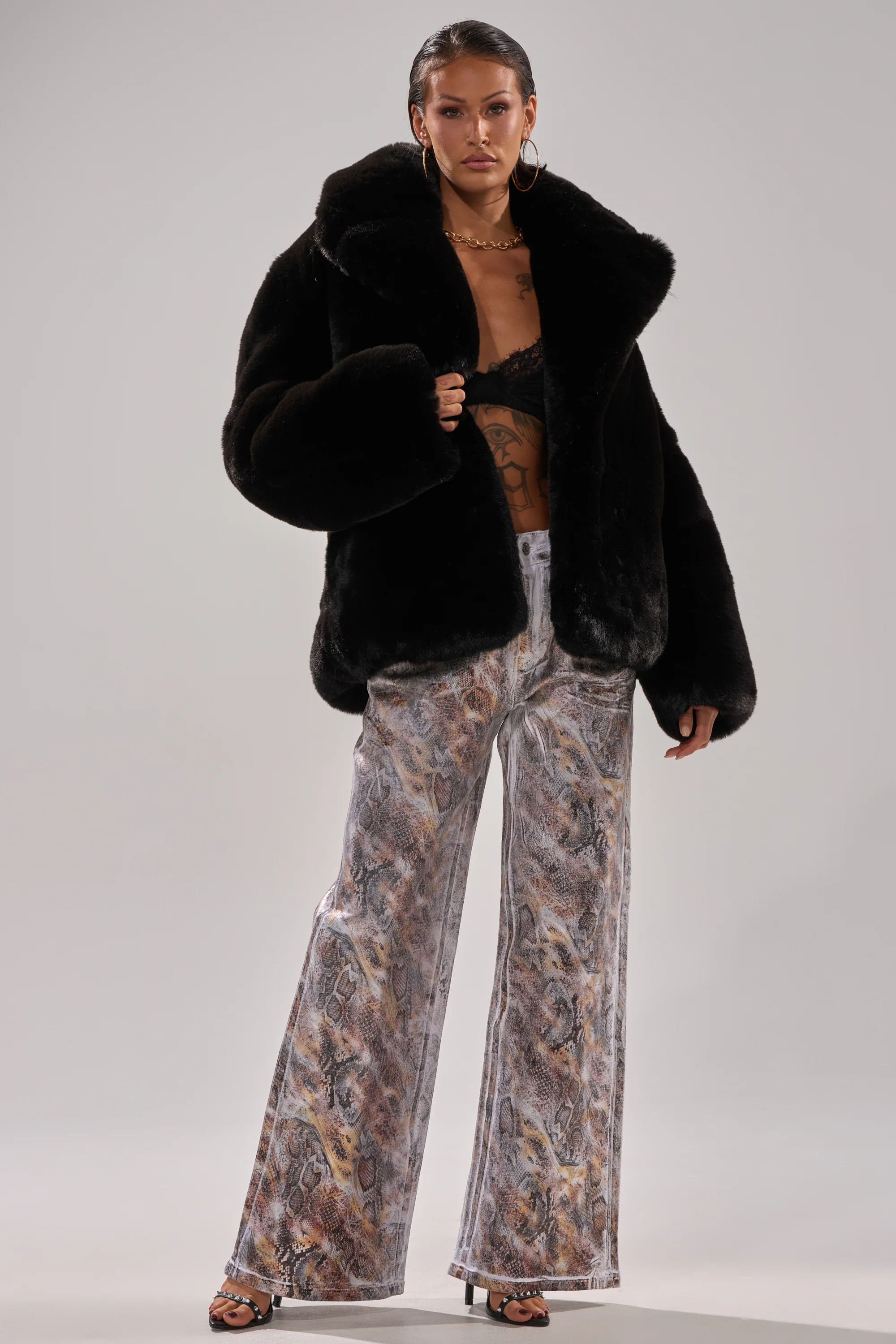 ADDICTED TO YOU METALLIC SNAKE WIDE LEG DENIM - Image 7