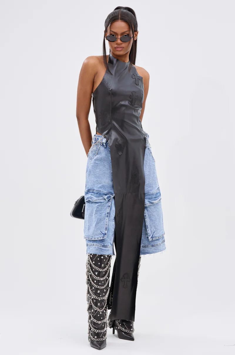 ADDIE FAUX LEATHER BLOUSE - Image 3