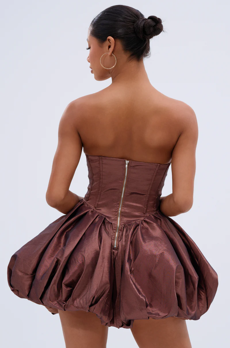 ADORE YOU WOVEN MINI DRESS IN MOCHA - Image 4