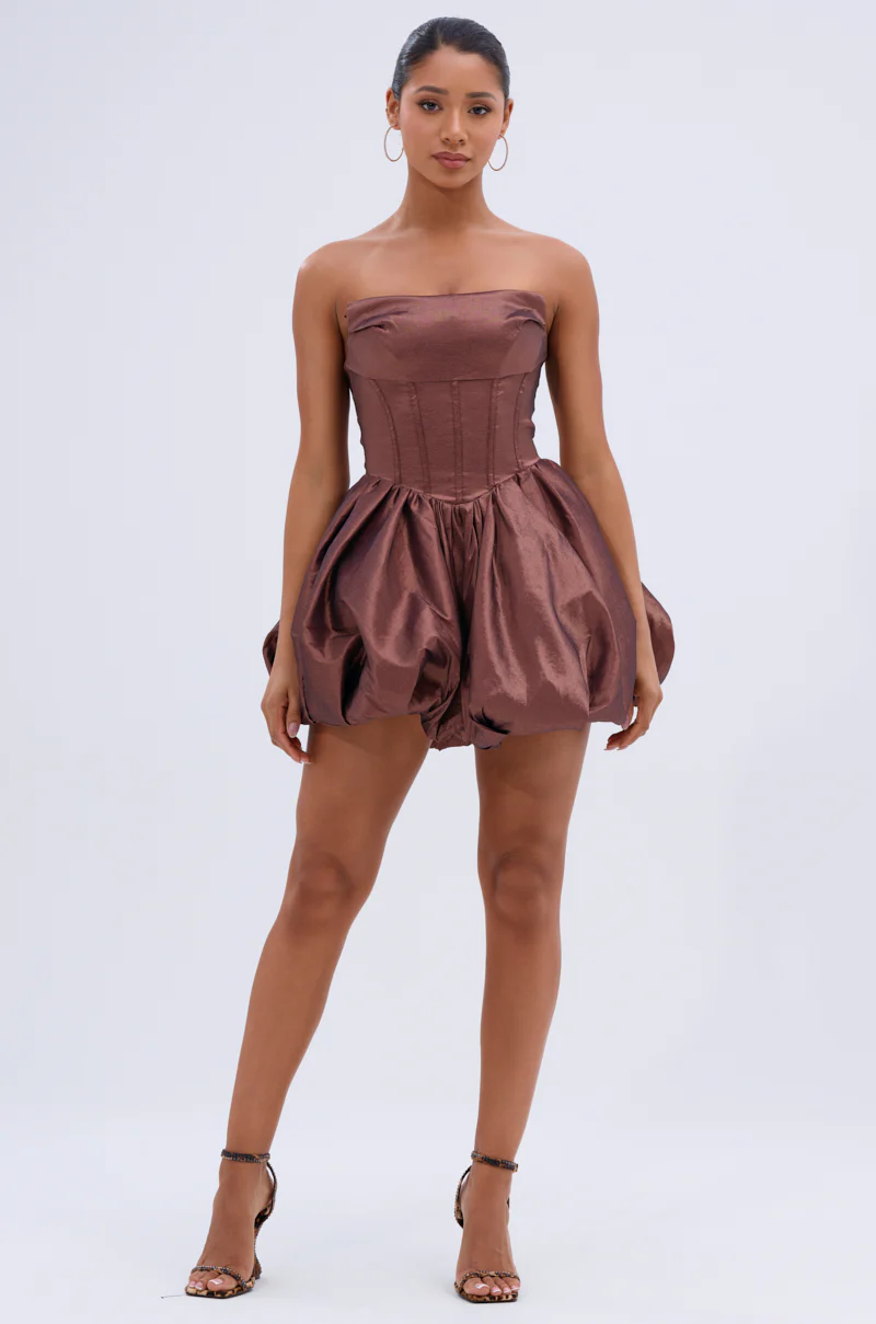 ADORE YOU WOVEN MINI DRESS IN MOCHA - Image 5