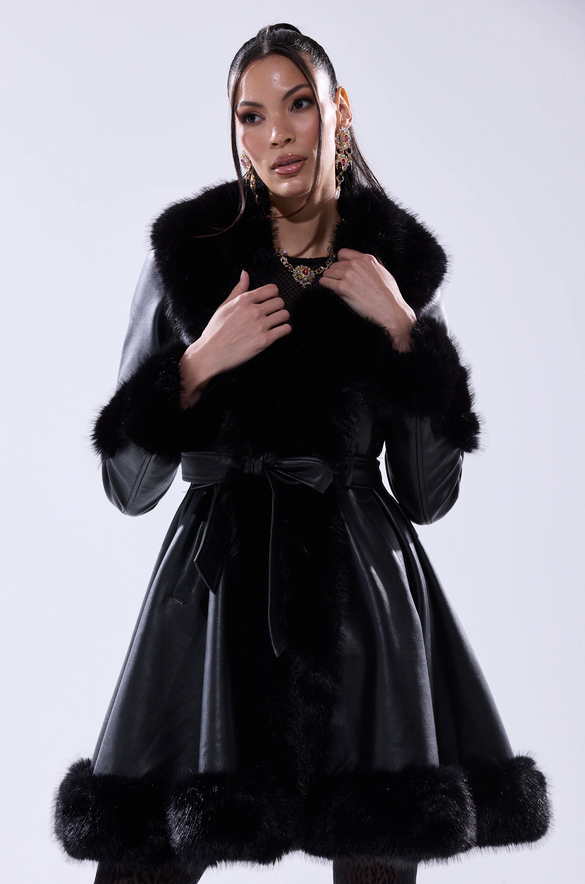 ADRIENNE FUR TRIM COAT - Image 4