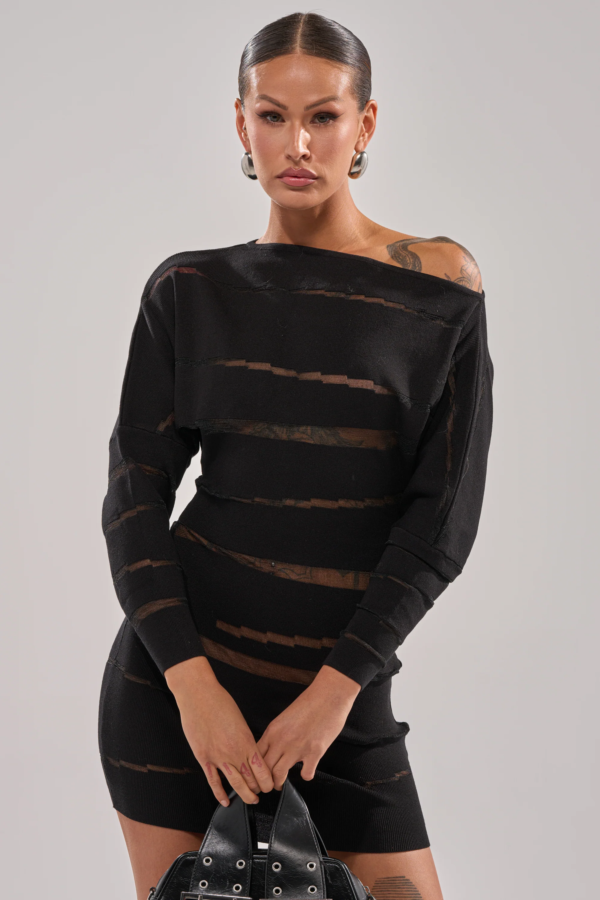 AFTER DARK STRIPED MINI DRESS - Image 3