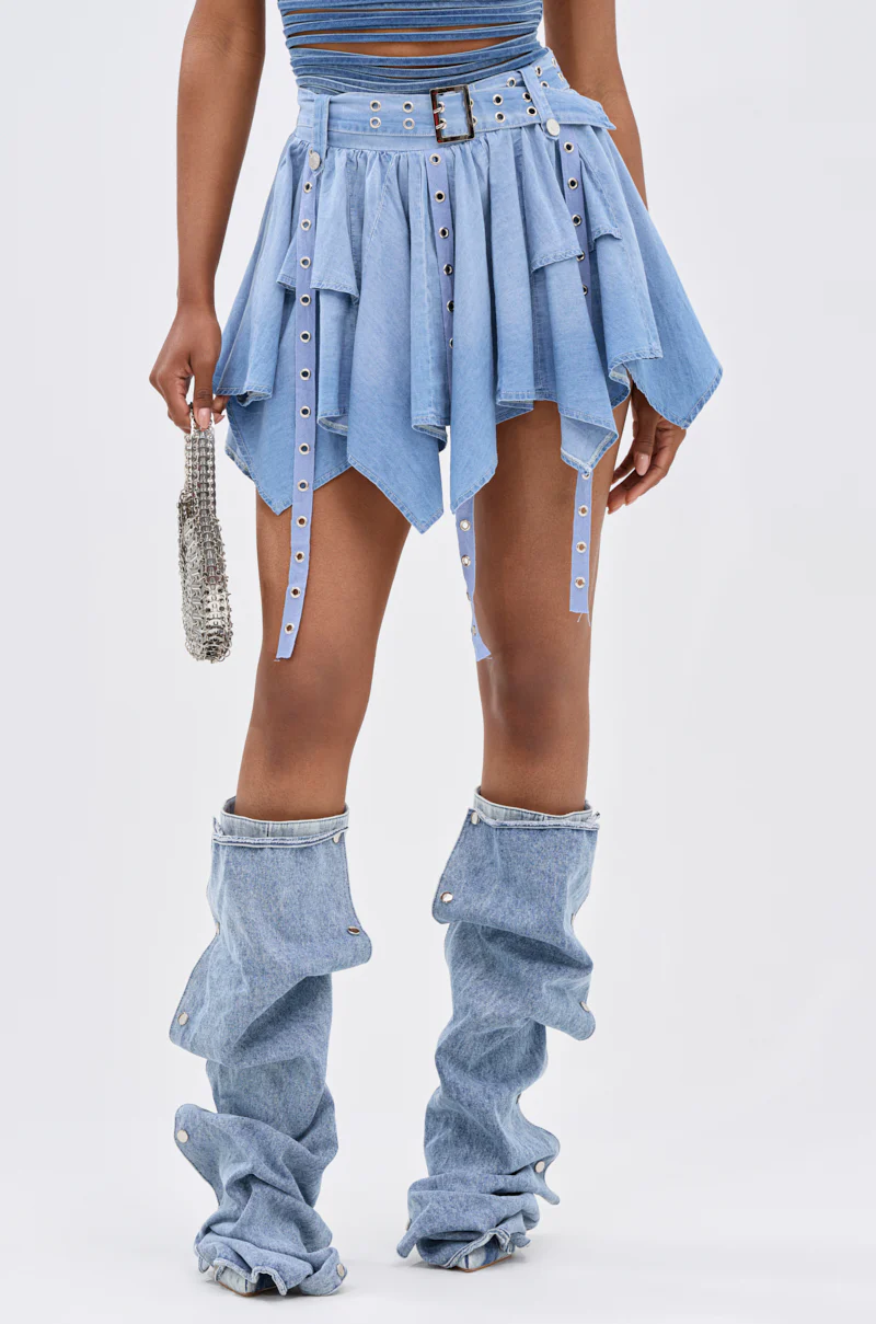 AFTER HOURS CHAMBRAY MINI SKIRT - Image 3