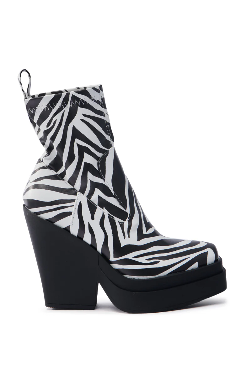 AKI ZEBRA PU CHUNKY BOOTIE - Image 2