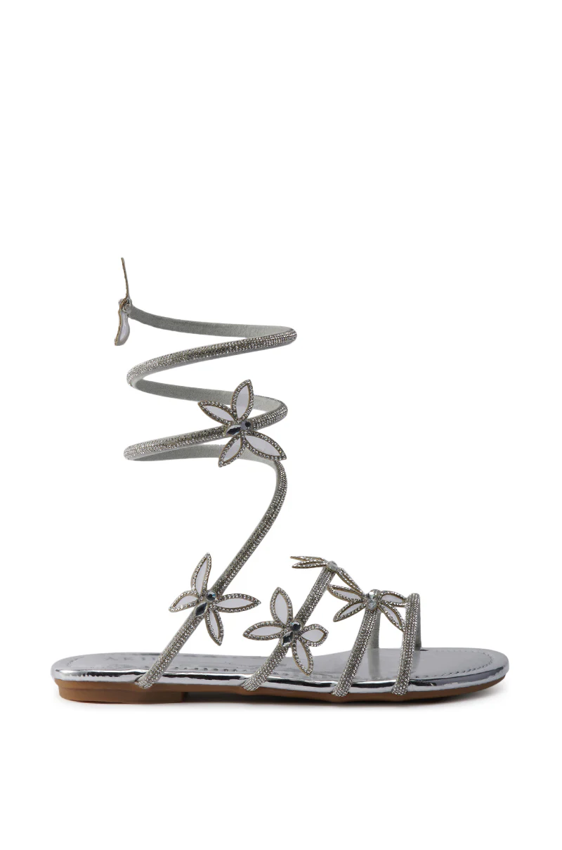 AKIRA ALBUS SILVER COIL RHINESTONE FLAT SANDAL - Image 4