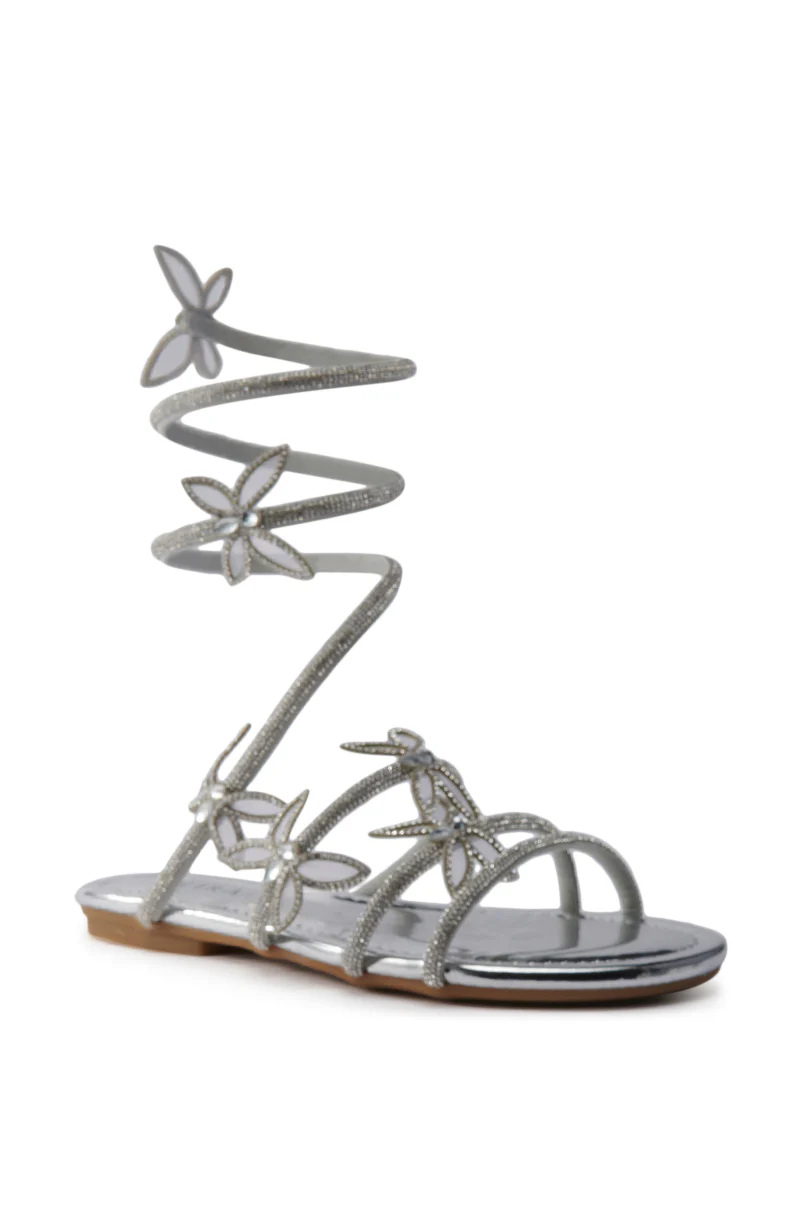 AKIRA ALBUS SILVER COIL RHINESTONE FLAT SANDAL - Image 5