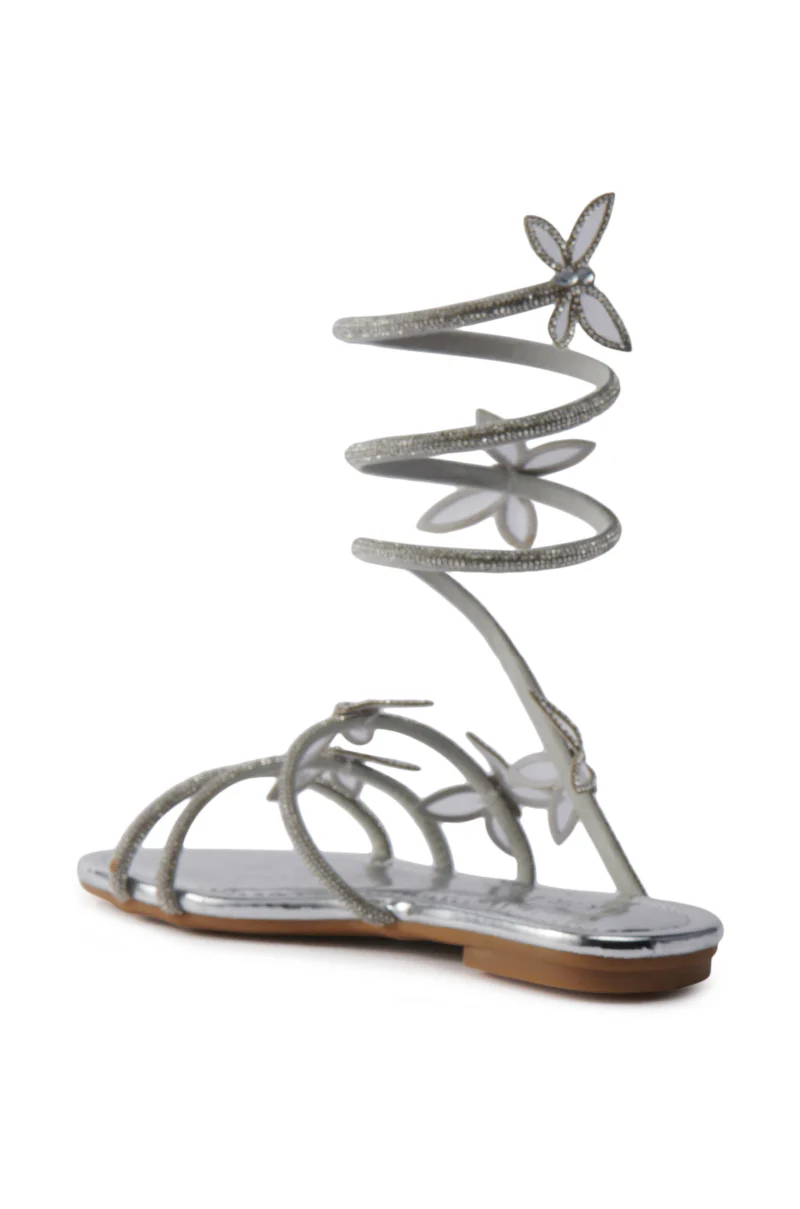 AKIRA ALBUS SILVER COIL RHINESTONE FLAT SANDAL - Image 6