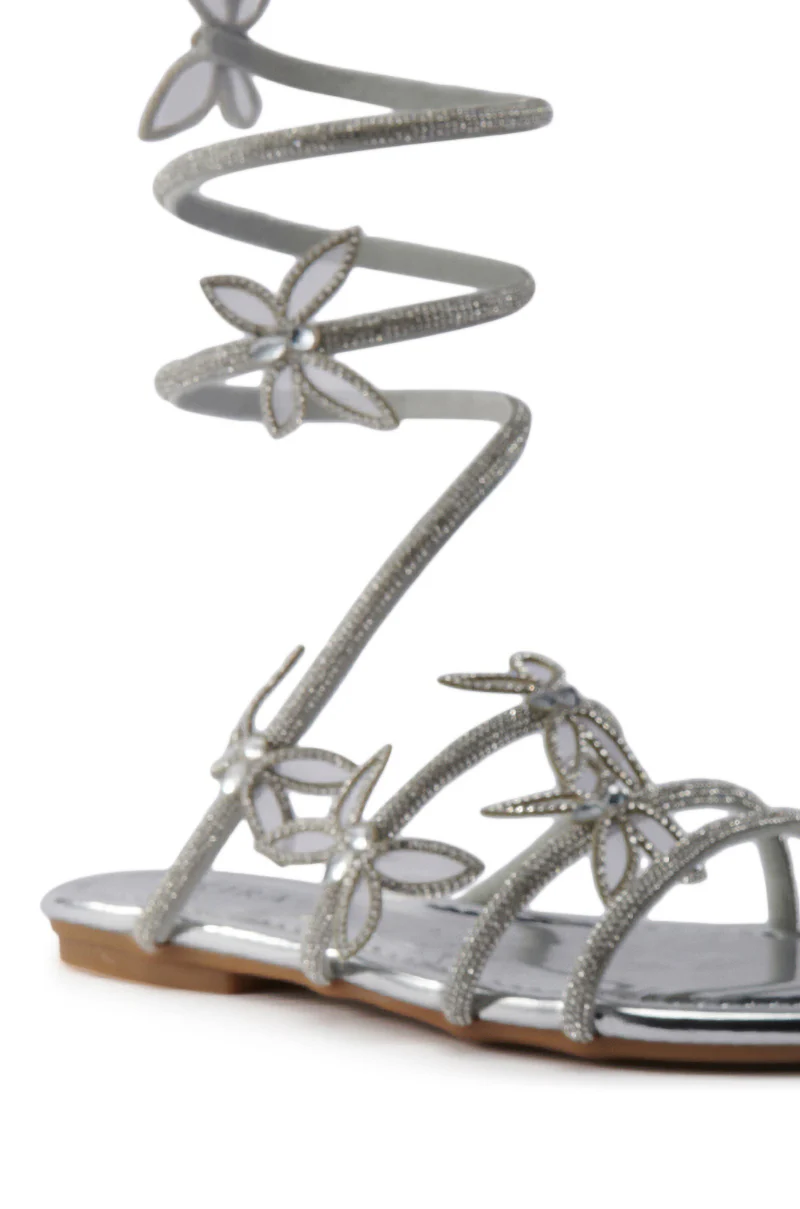 AKIRA ALBUS SILVER COIL RHINESTONE FLAT SANDAL - Image 7