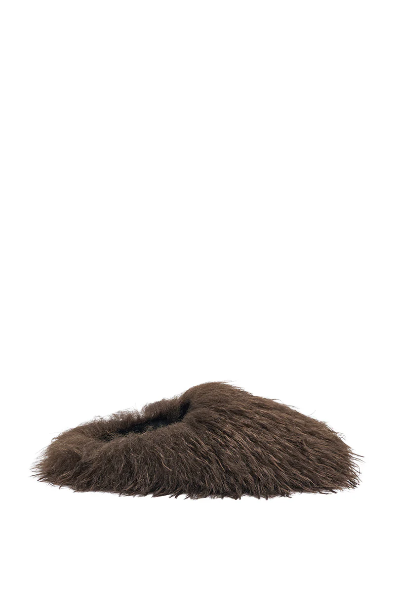 AKIRA ANGOL CHOCOLATE SHAGGY FLAT SLIPPER - Image 4