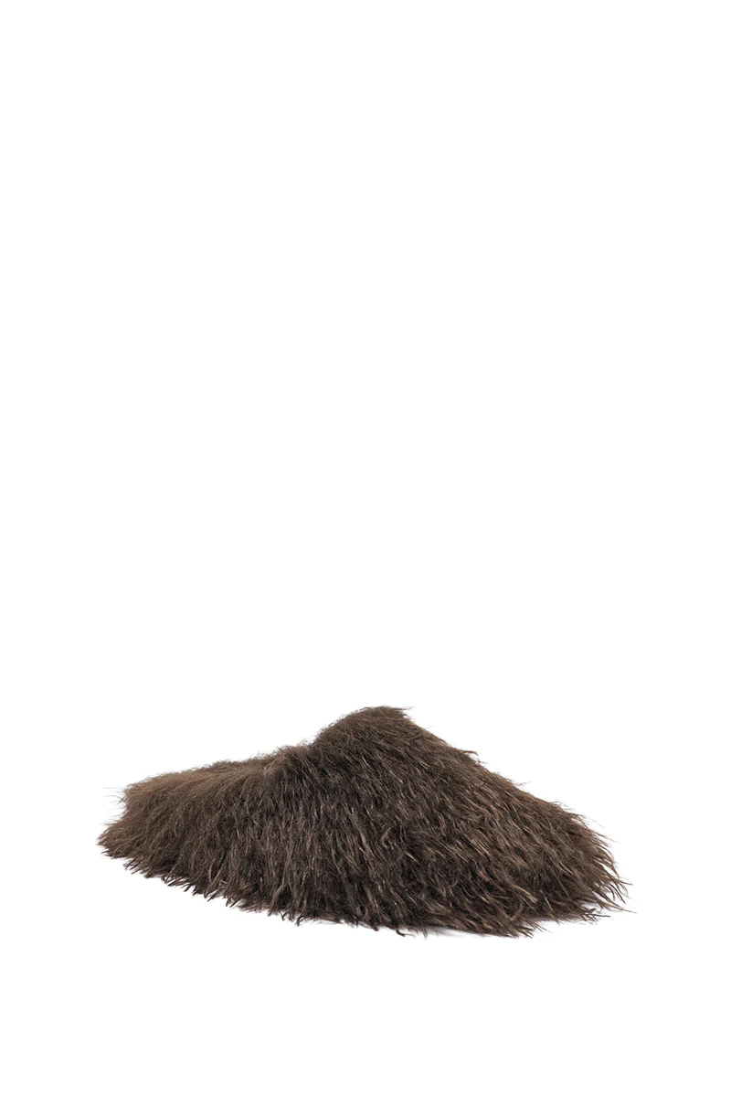 AKIRA ANGOL CHOCOLATE SHAGGY FLAT SLIPPER - Image 5