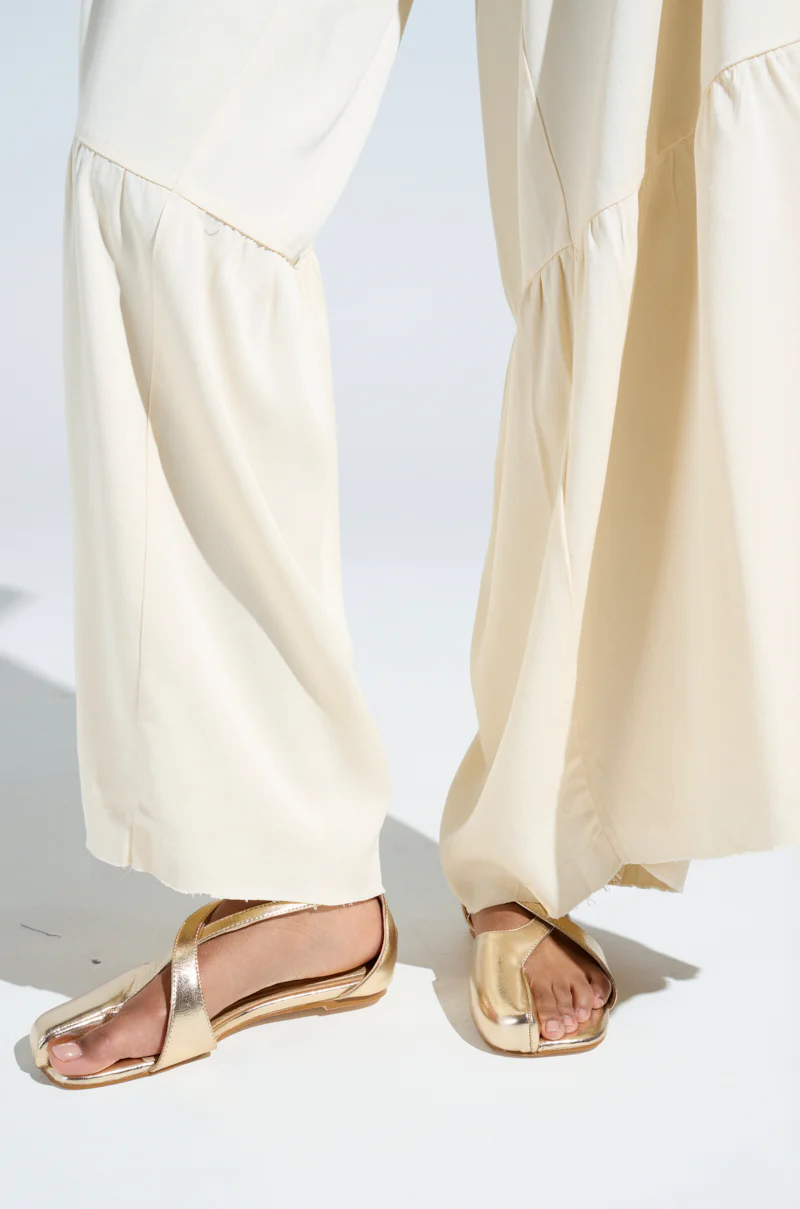 AKIRA AULORA GOLD FLAT SANDAL WITH PEEP TOE - Image 2
