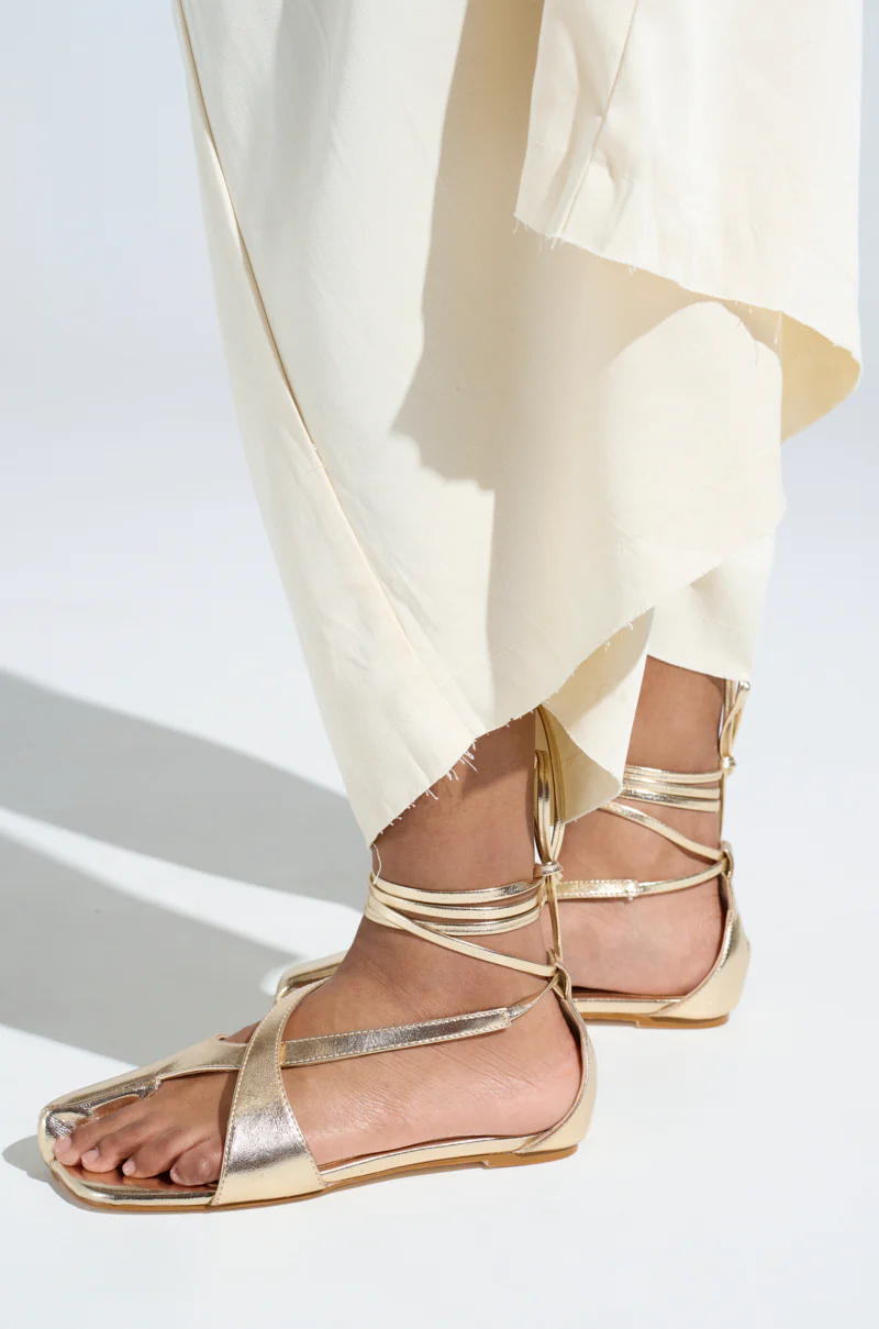 AKIRA AULORA GOLD FLAT SANDAL WITH PEEP TOE - Image 8