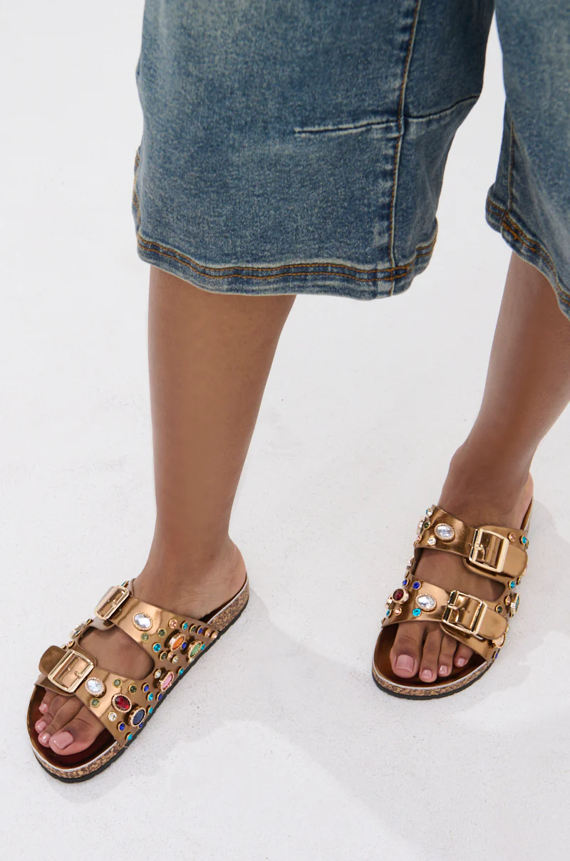 AKIRA BAYLEAVES BRONZE SLIP ON FLAT SANDAL - Image 2