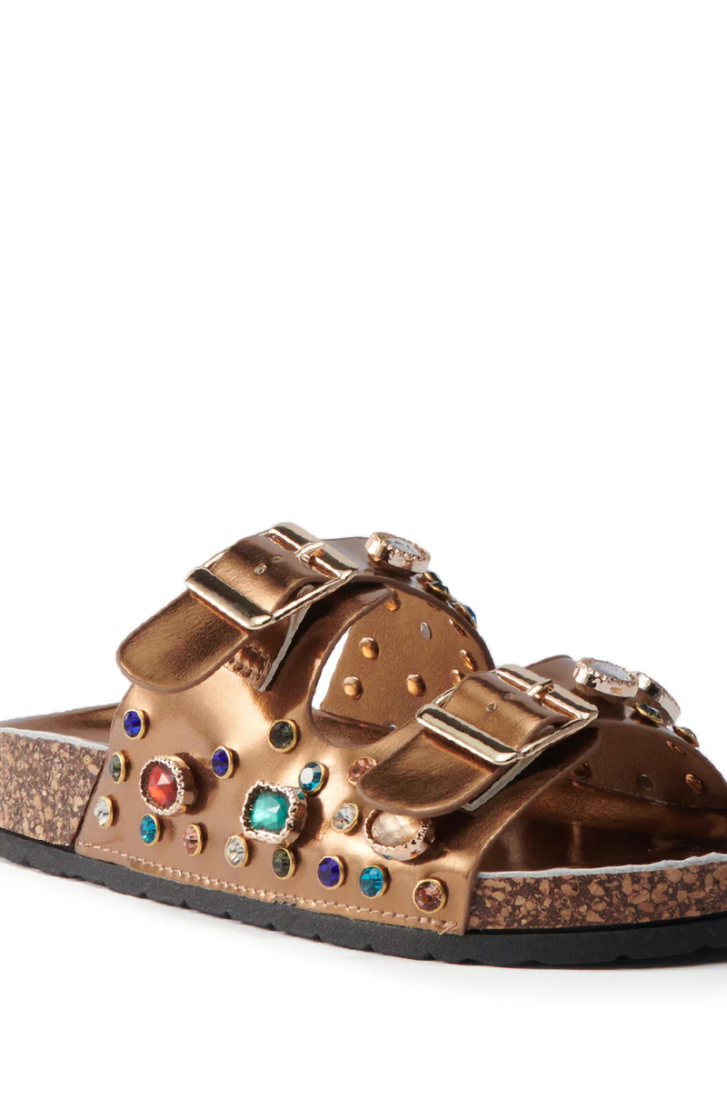 AKIRA BAYLEAVES BRONZE SLIP ON FLAT SANDAL - Image 7