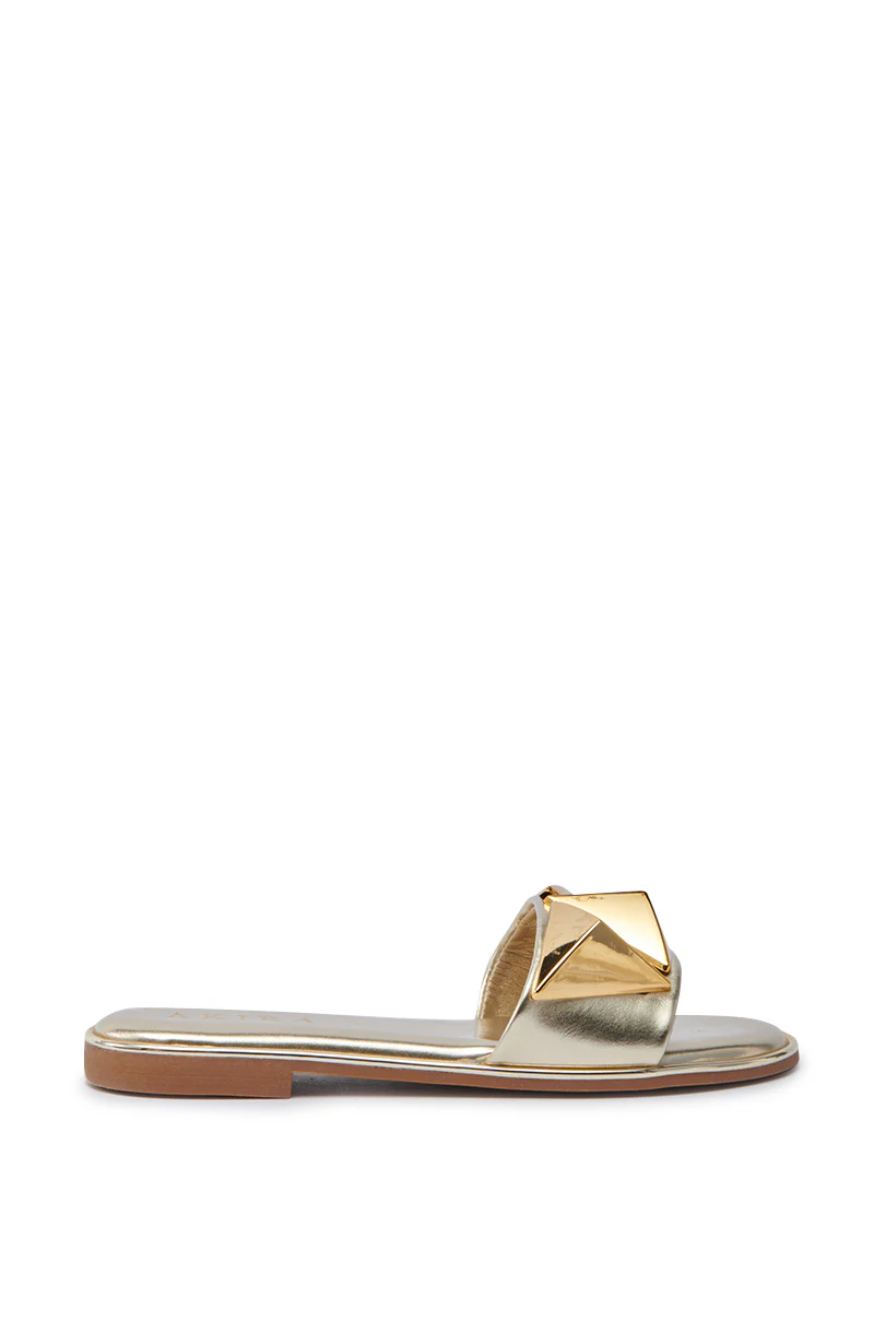 AKIRA BENNO GOLD FLAT SANDAL - Image 2
