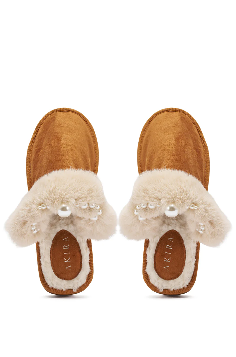 AKIRA BOONE CAMEL SLIPPER WITH PEARLS - Image 4